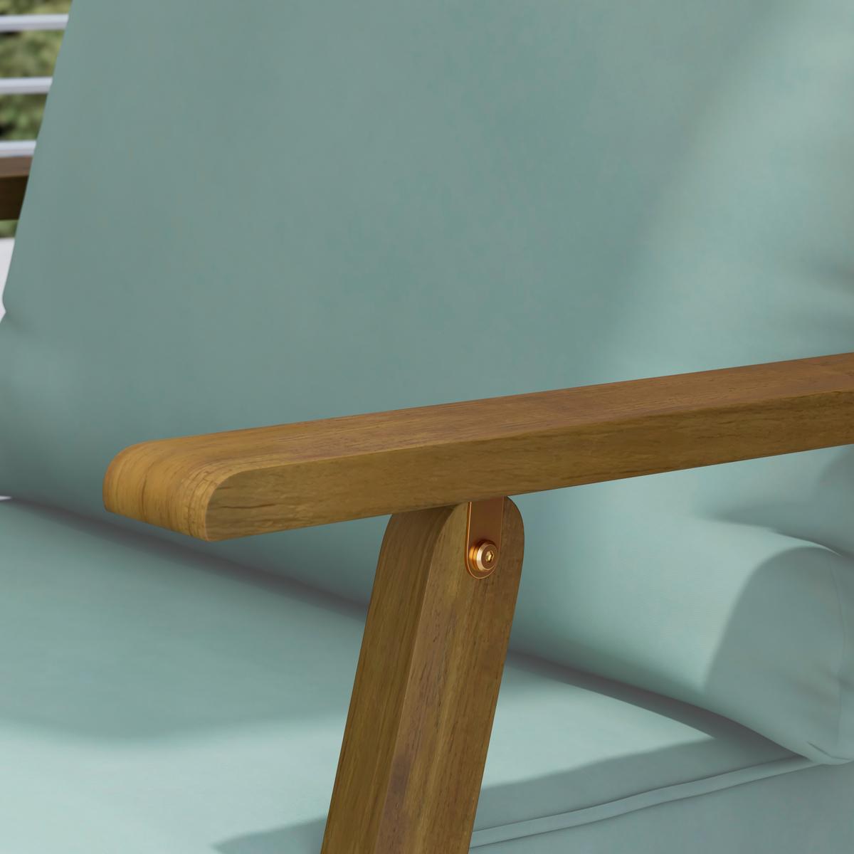 Loungegarnitur Michi Natur/Grün, 4-teilig - Akaziefarben/Grün, Natur, Holz/Textil (124/75/75cm) - Mömax