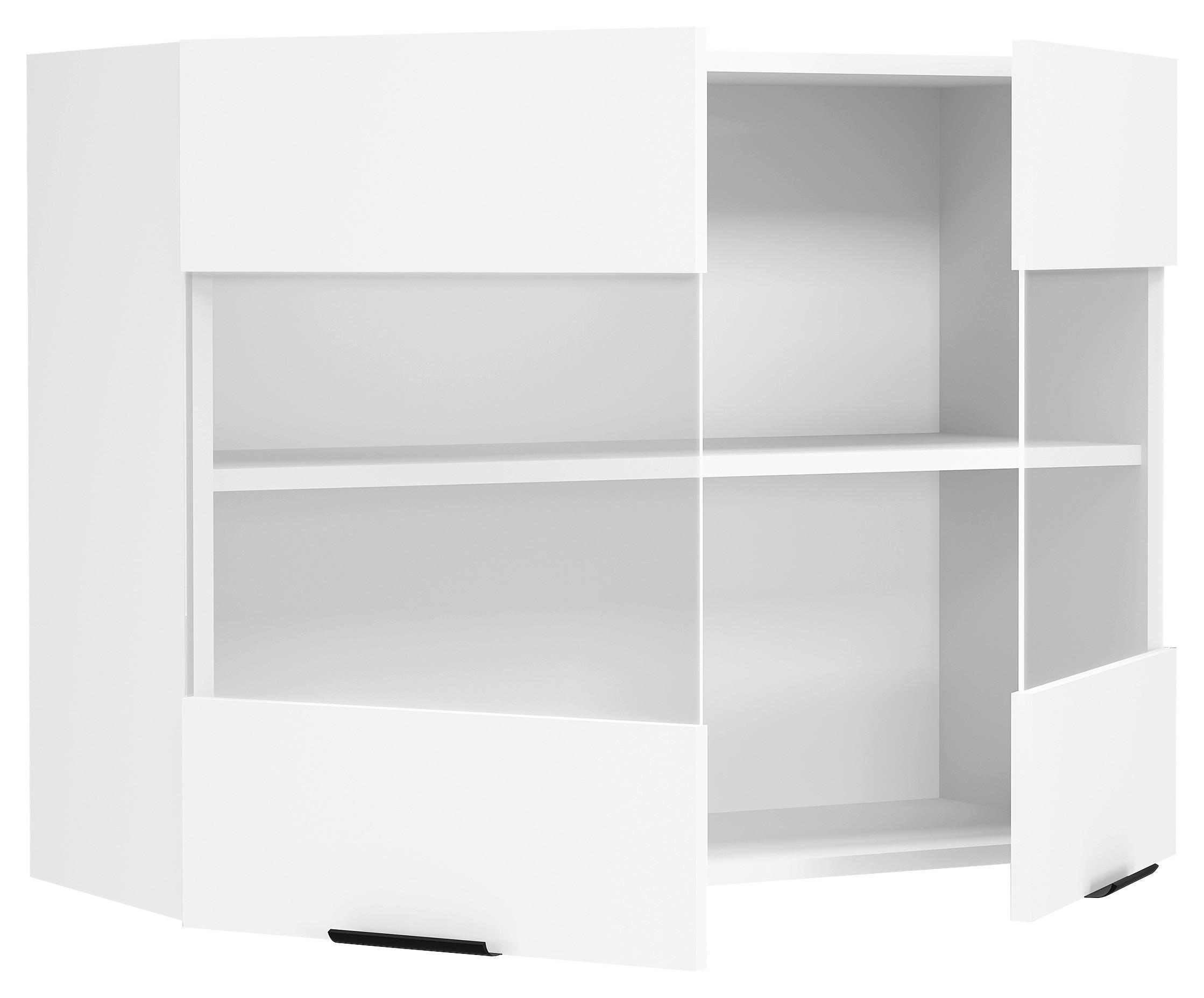 KÜCHENOBERSCHRANK FASOLA - Weiss/Schwarz, Trend, Glas/Holzwerkstoff (80/60/31cm) - MID.YOU