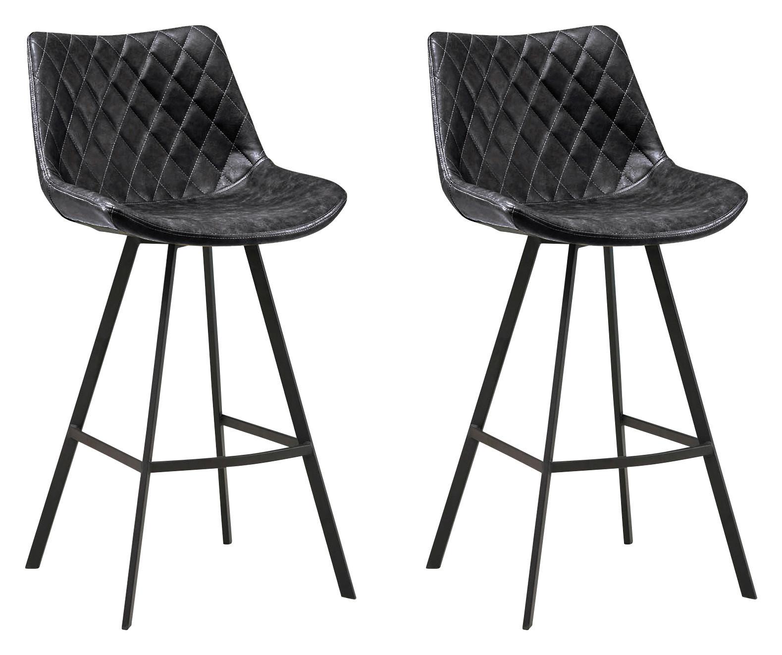 Barhocker-Set Bowie 2er-Set ca. 50x102 cm Schwarz - Schwarz, KONVENTIONELL, Textil/Metall (50/102/55cm) - MID.YOU