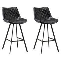 Barhocker-Set Bowie 2er-Set ca. 50x102 cm Schwarz - Schwarz, KONVENTIONELL, Textil/Metall (50/102/55cm) - MID.YOU