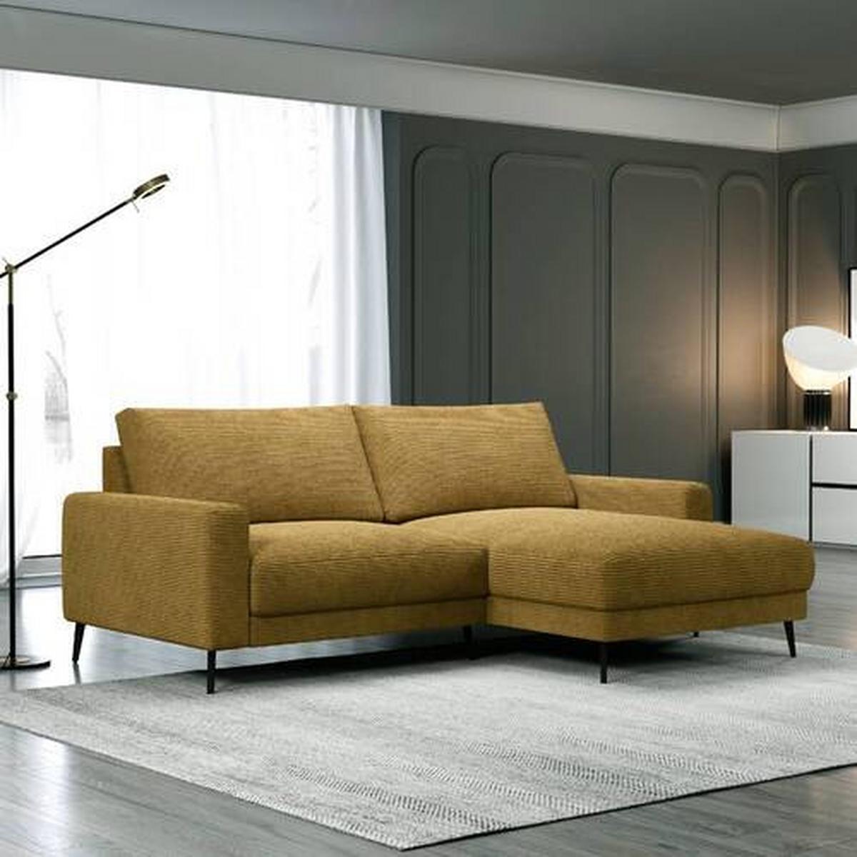 Wohnlandschaft Cora Senfgelb - Senfgelb/Schwarz, Modern, Holz/Textil (223/86/161cm) - Mömax