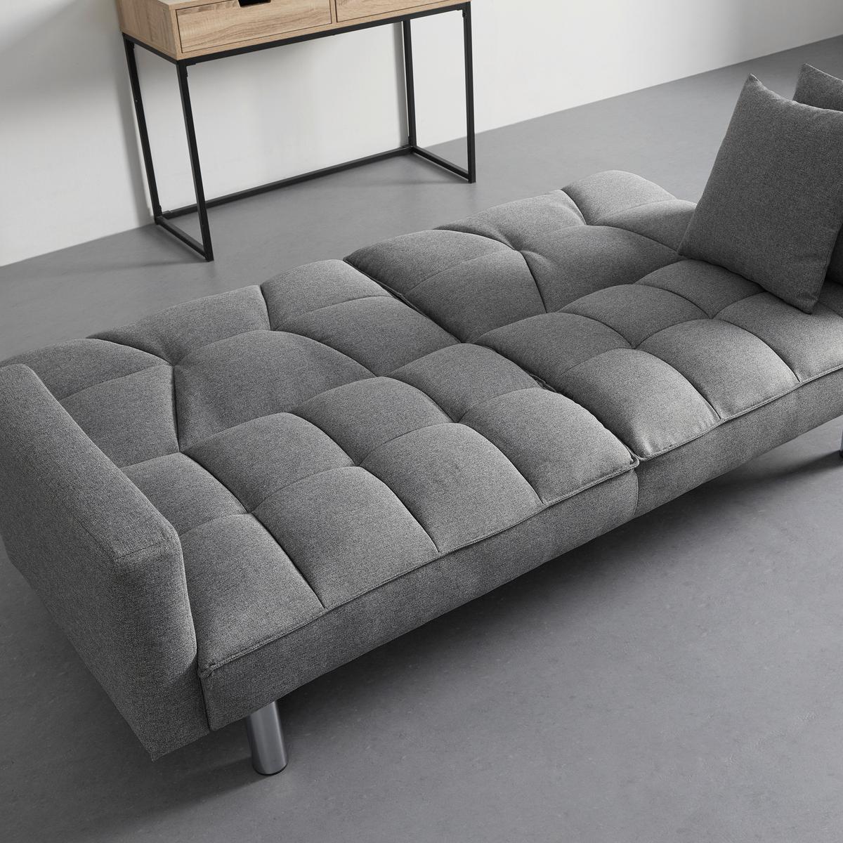 SCHLAFSOFA in grau inkl. 2 Kissen "David" - Chromfarben/Grau, Modern, Holz/Textil (196/83/89cm) - Bessagi Home