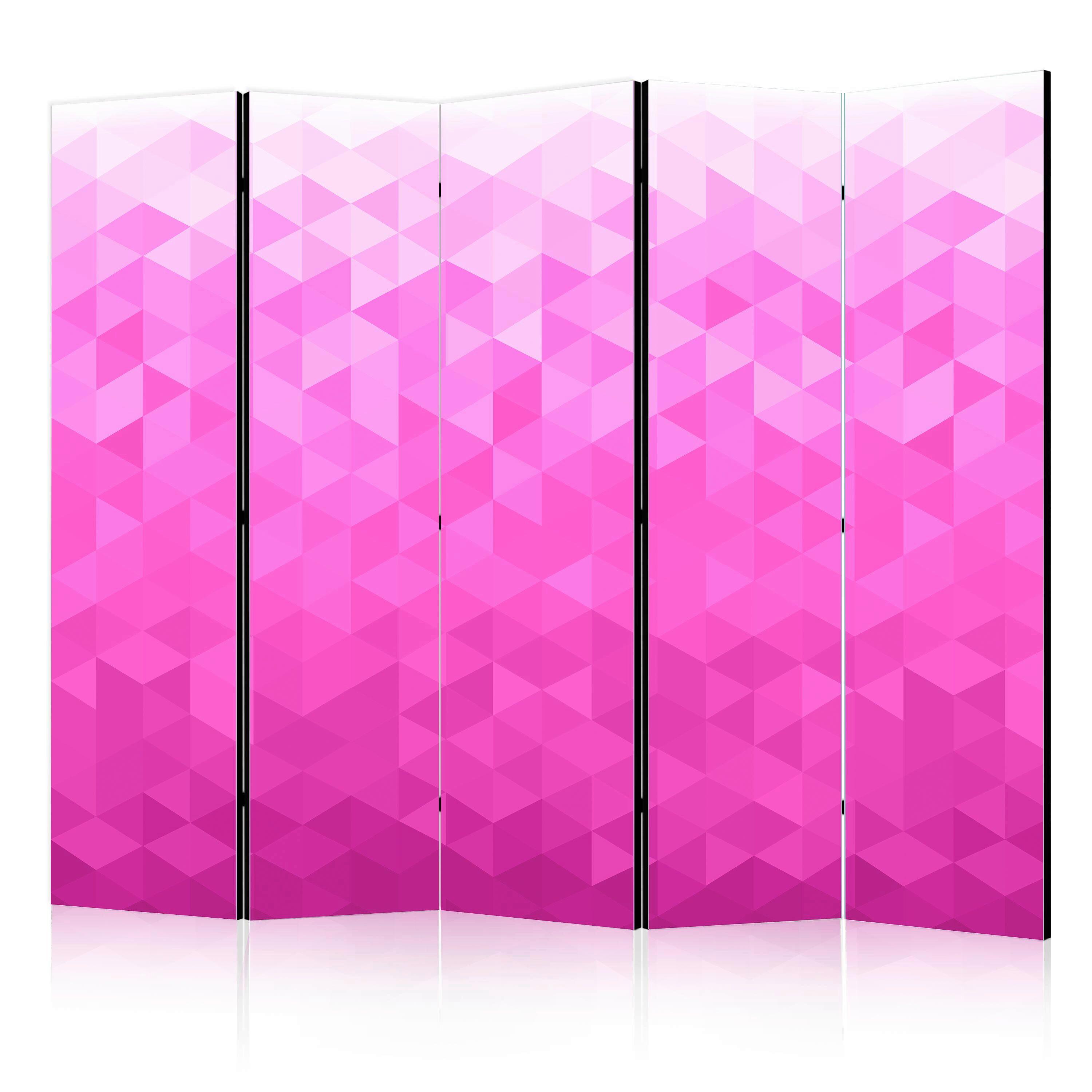 Paravan Pink Pixel I, 5-Delni, Dvostranski - pink/bela, Basics, tekstil/les (225/172/3cm) - artgeist