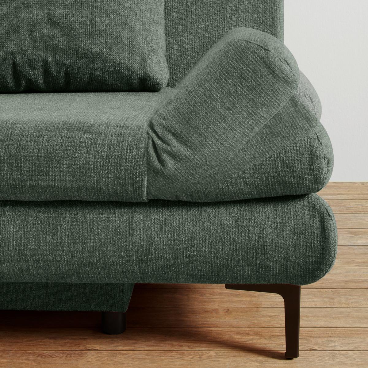 Schlafsofa in Dunkelgrün mit Bettfunktion - Dunkelgrün/Schwarz, MODERN, Textil (191/42-76/86cm) - Based