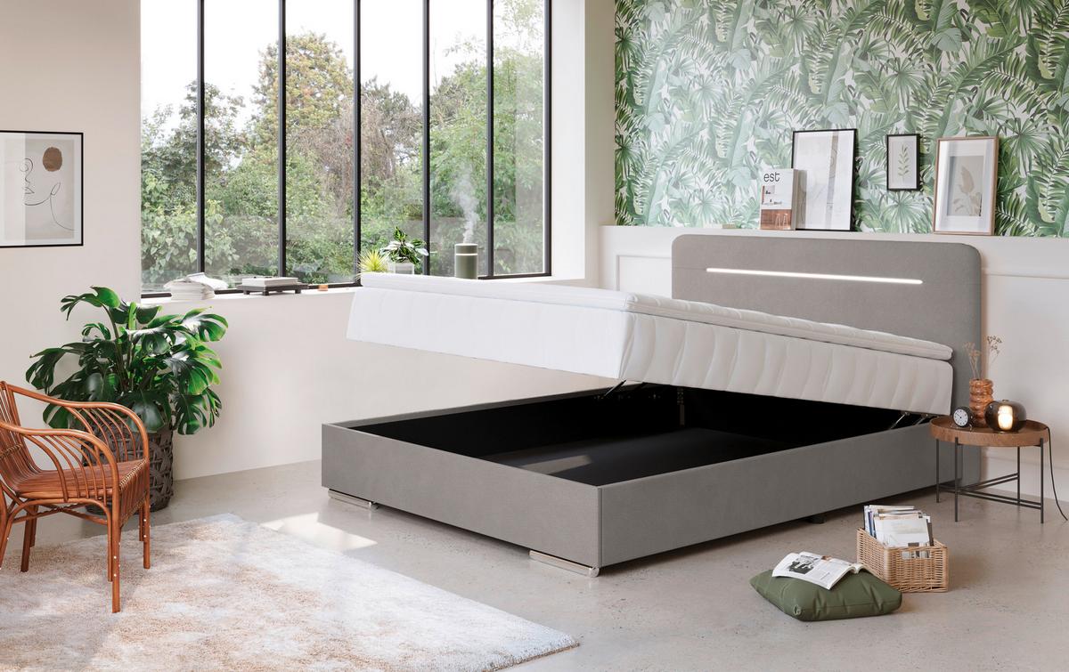 Box-ágy Lightstar - szürke, Modern, faalapú anyag/textil (120/200cm)
