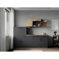 Küchenblock Oliver m. Geräten Grau - Eiche Artisan/Grau, Trend, Holzwerkstoff/Metall (235cm) - Respekta