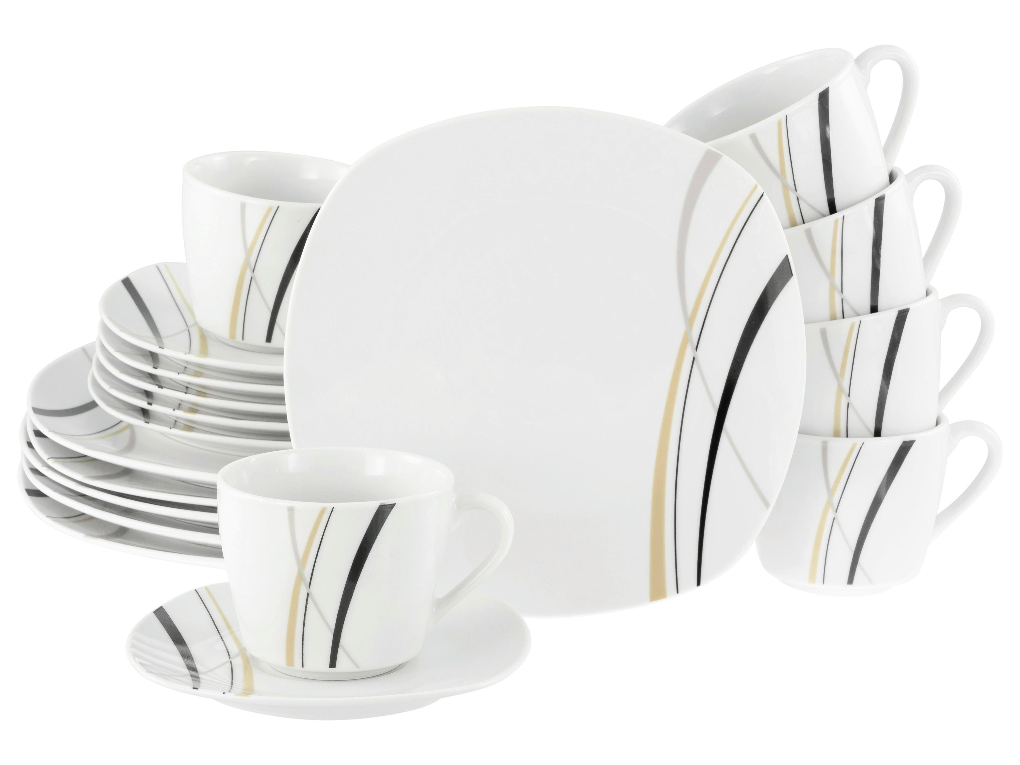 Kávéskészlet Square City Line - fehér, Trend, kerámia - Creatable
