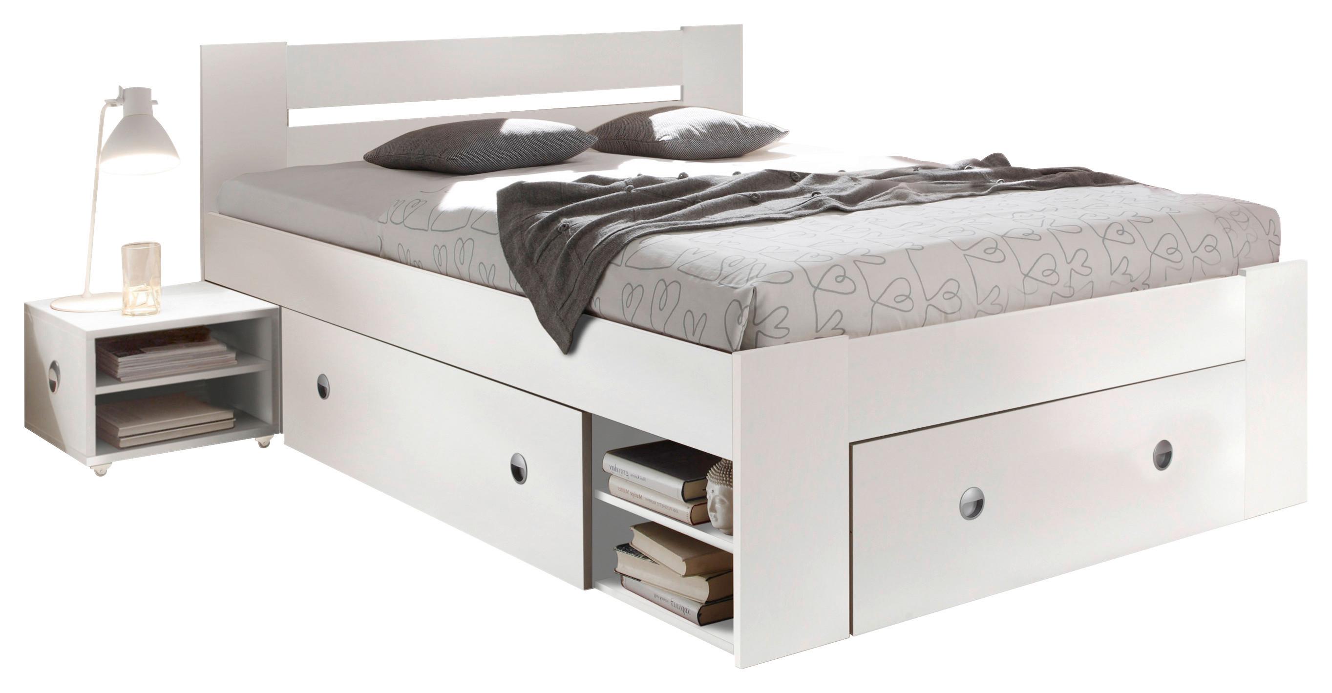 Posteljna Garnitura Stefan, S Predali, 140x200 - bela, Moderno, leseni material (140/200cm) - Boxxx