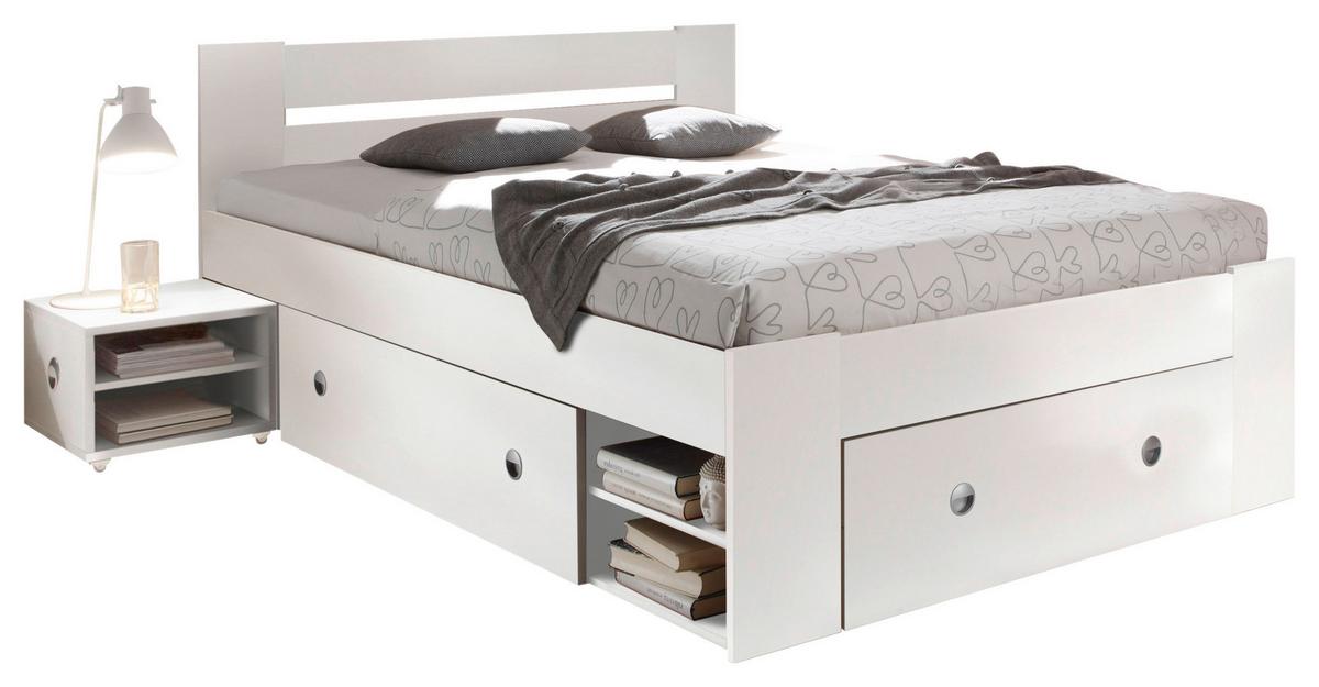 Posteljna Garnitura Stefan, S Predali, 140x200 - bela, Moderno, leseni material (140/200cm) - Boxxx