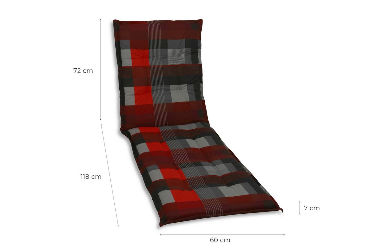 Liegenauflage Grau/Rot - Dunkelgrau/Rot, Basics, Textil (60/7/190cm)