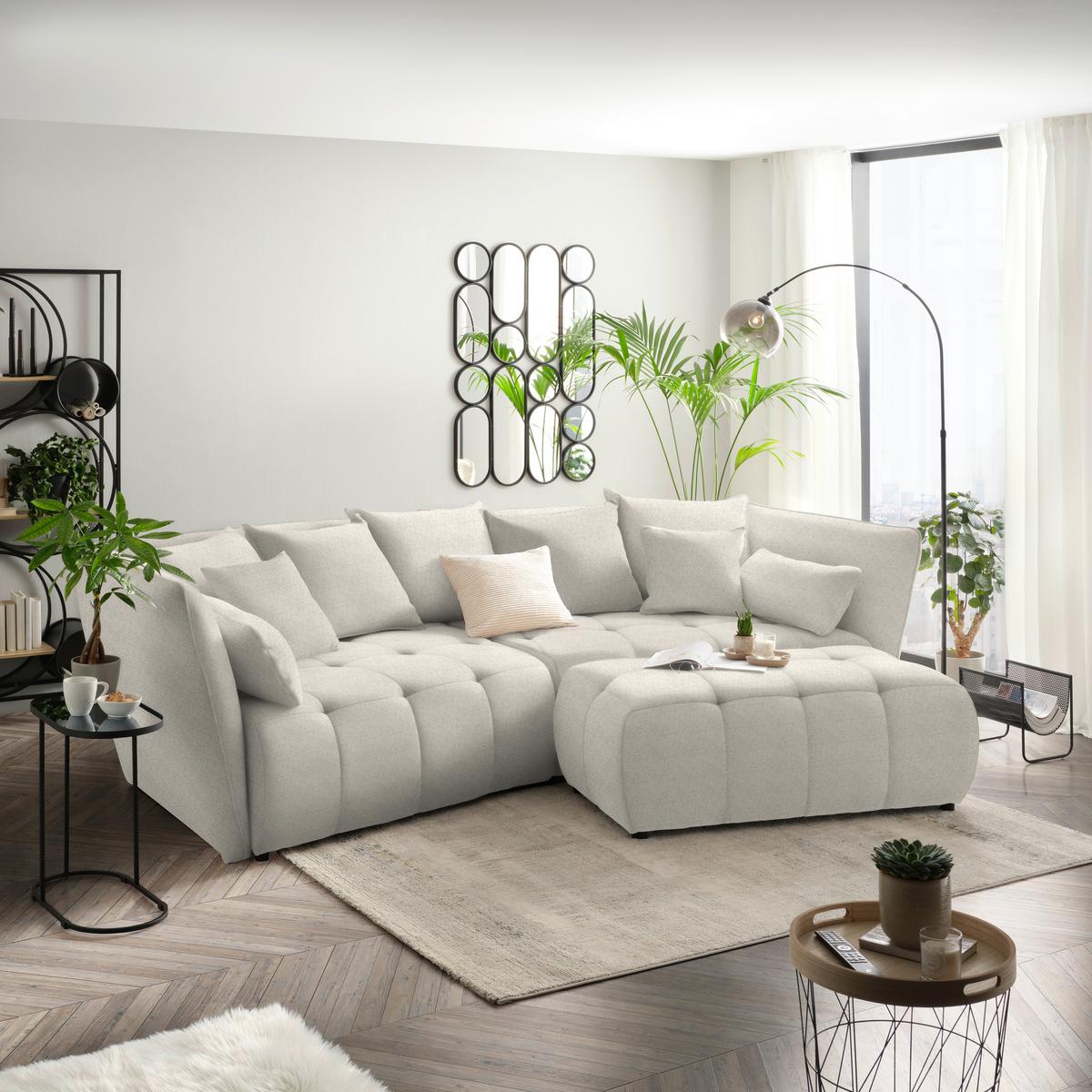 Boxspringsofa Sofi Beige - Beige/Schwarz, MODERN, Textil (294/93/152cm) - Premium Living