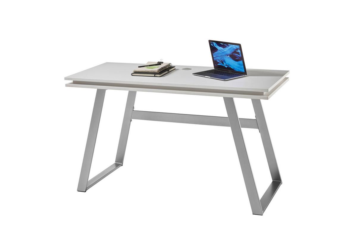 Pisalna Miza Tiflis 1 - barve nerjavečega jekla/bela, Moderno, kovina/leseni material (140/75/60cm) - Mömax