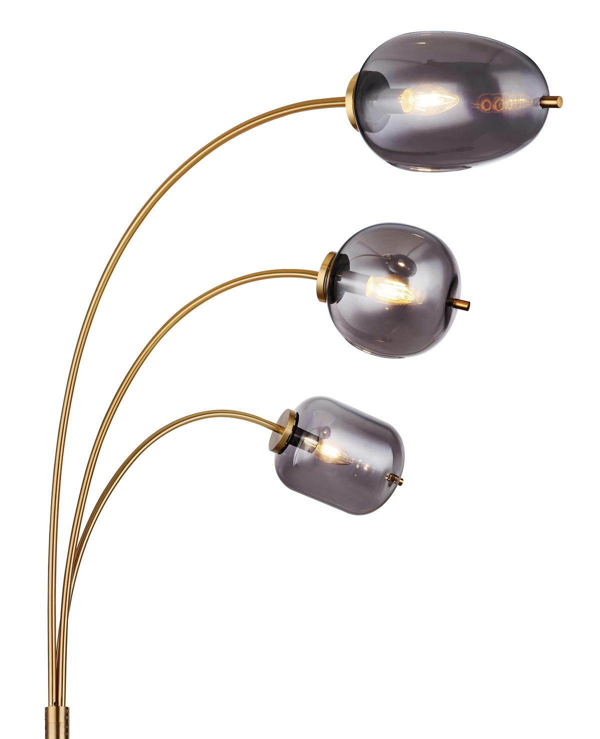 BOGENLEUCHTE 15345-3SMM - Messingfarben/Grau, Design, Glas/Metall (80/60/175cm) - Globo