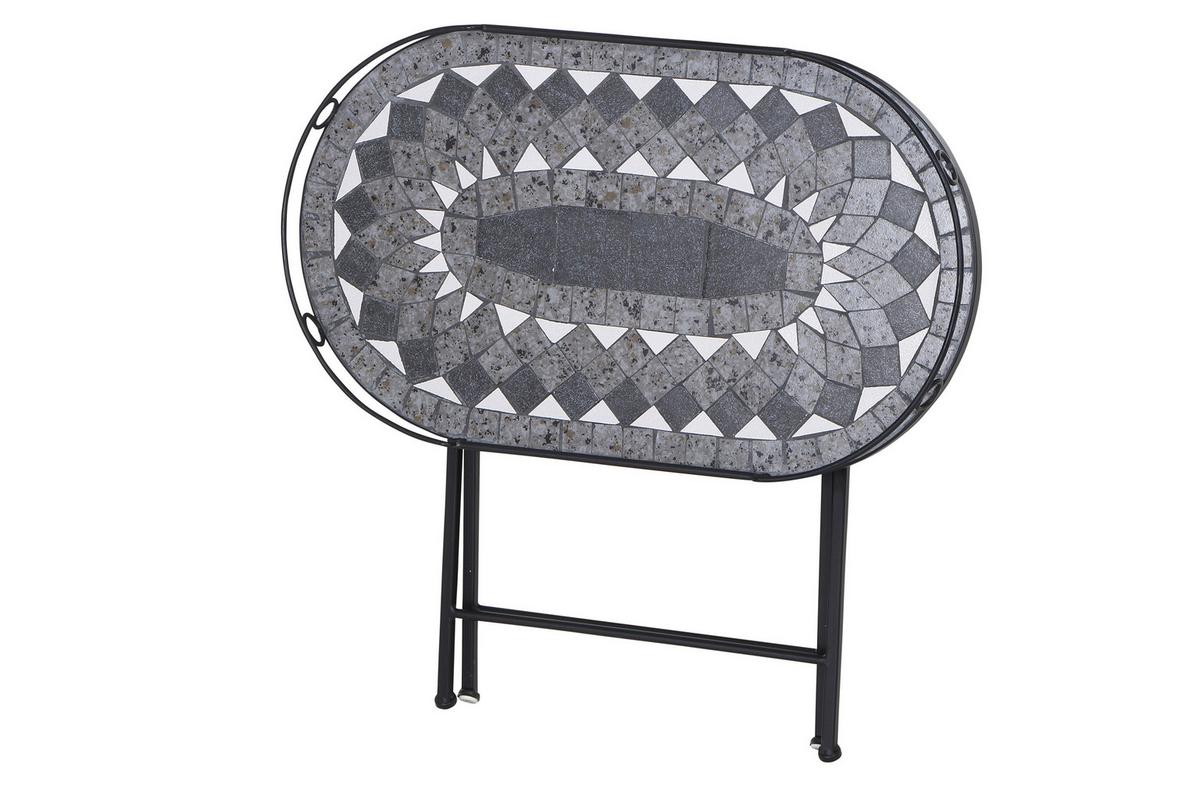 Gartenbeistelltisch Mosaik ca. 67,5x41x60 cm klappbar - Schwarz, KONVENTIONELL, Keramik/Metall (67,5/41/60cm) - Siena Garden