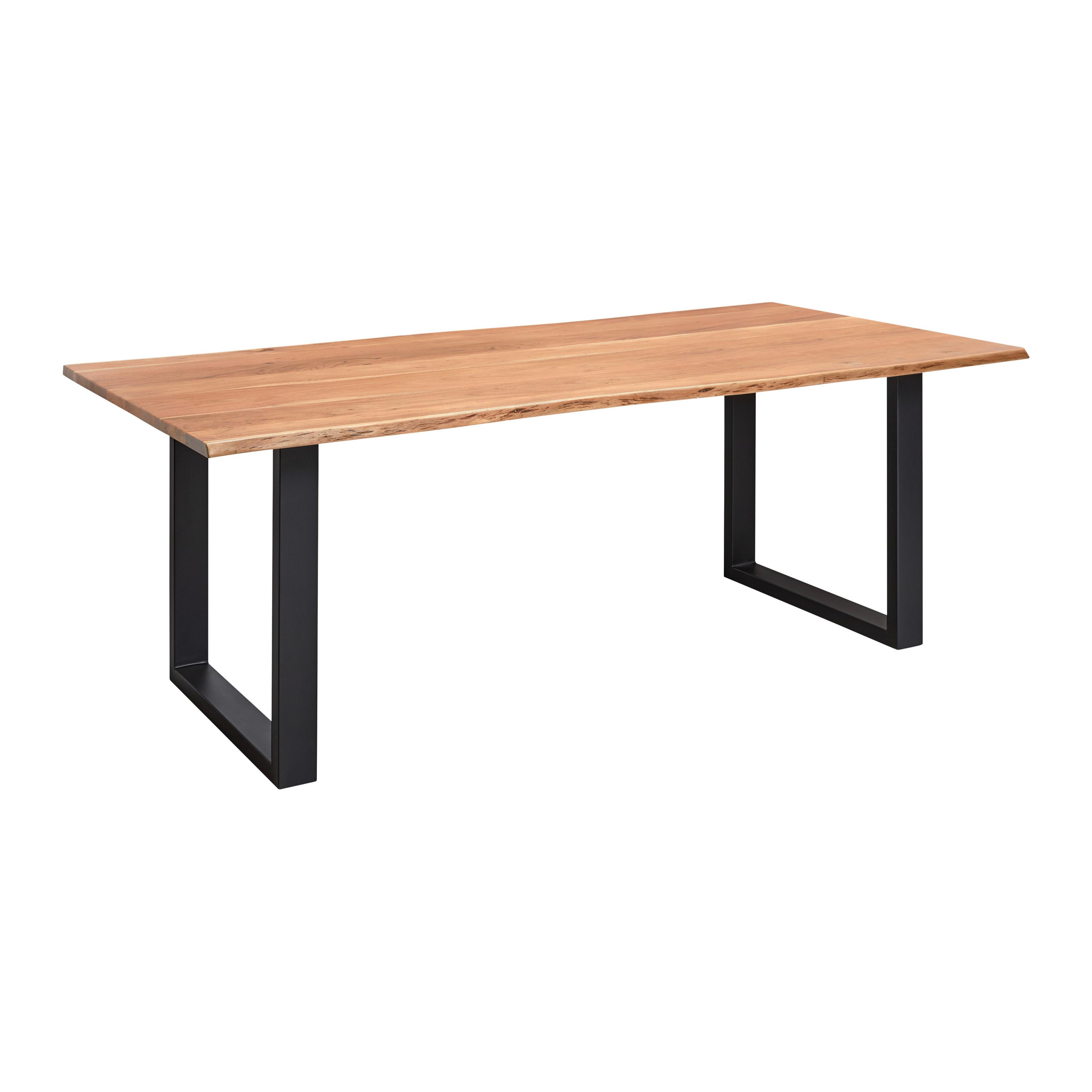 Esstisch Malmo Echtholz ca. 200x100 cm - Schwarz/Akaziefarben, MODERN, Holz/Metall (200/100/76cm) - Bessagi Home