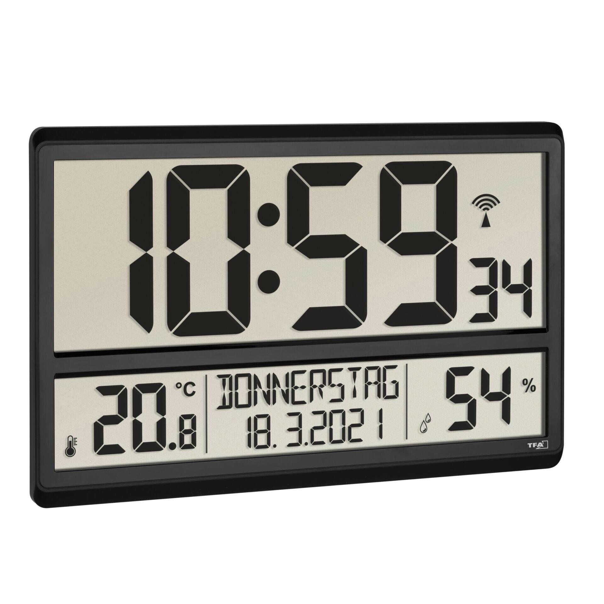 WANDUHR FUNKUHR - Schwarz, Basics, Kunststoff (36/2,8/23,5cm)