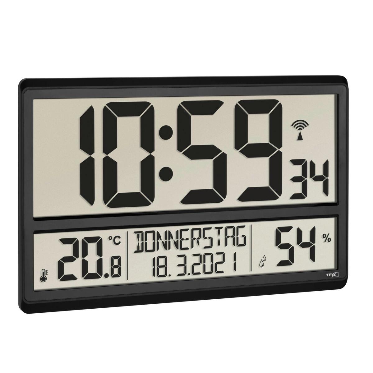 WANDUHR FUNKUHR - Schwarz, Basics, Kunststoff (36/2,8/23,5cm)