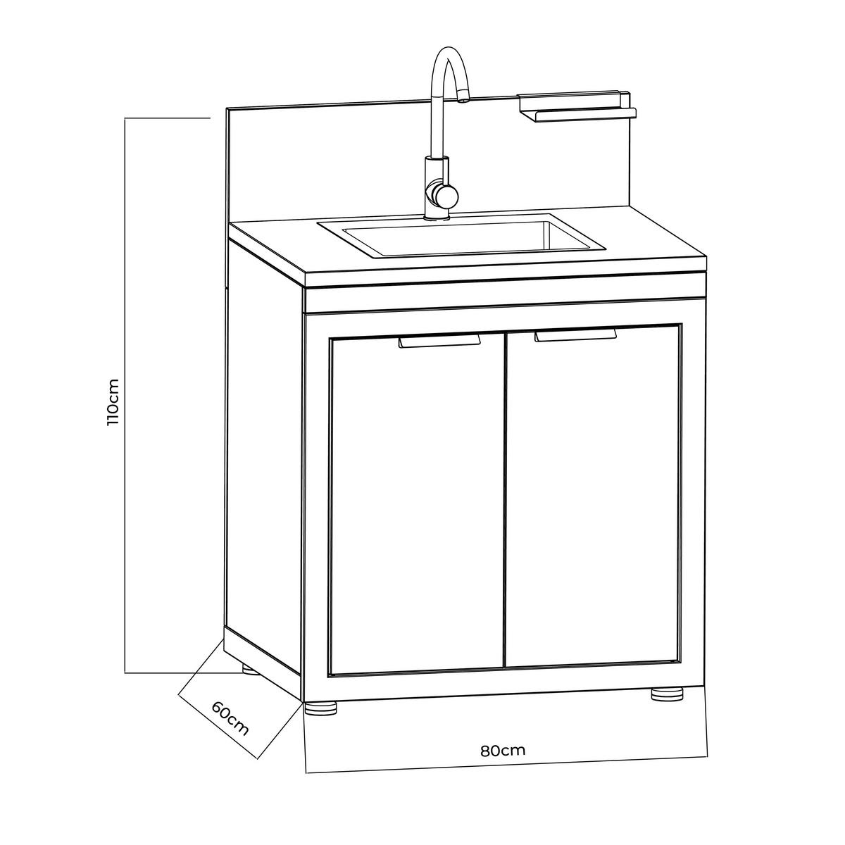Outdoorküchenspüle Origin Anthrazit - Anthrazit, Basics, Metall (80/110/60cm) - Gardenson