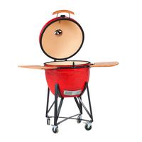 Kerámia Grill Kamado M - piros/zöld, fa/fém (51cm)
