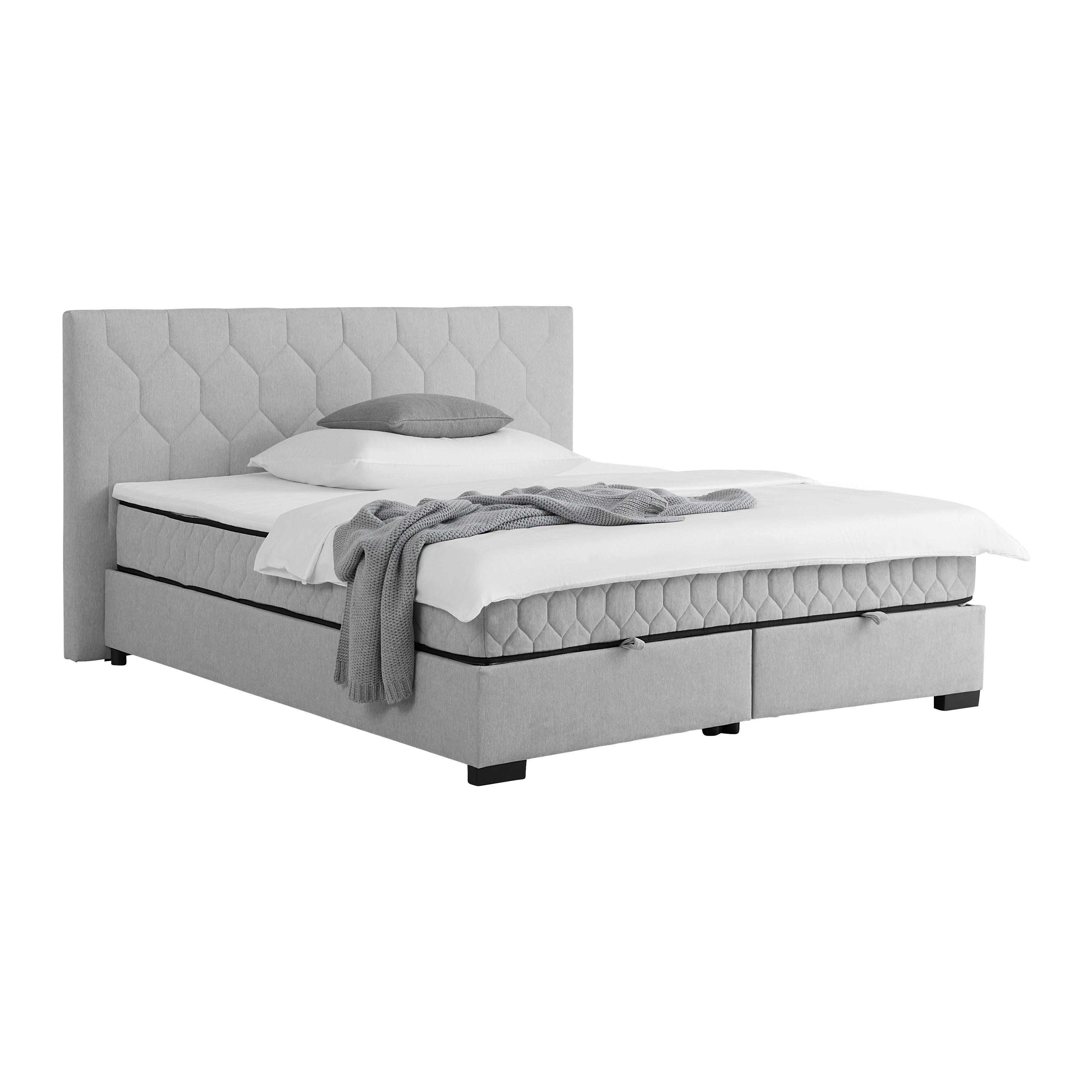 Boxbett Maya-D-Exklusiv Hellgrau ca. 160x200cm - Hellgrau/Schwarz, Konventionell, Holz/Holzwerkstoff (160/200cm) - Mömax
