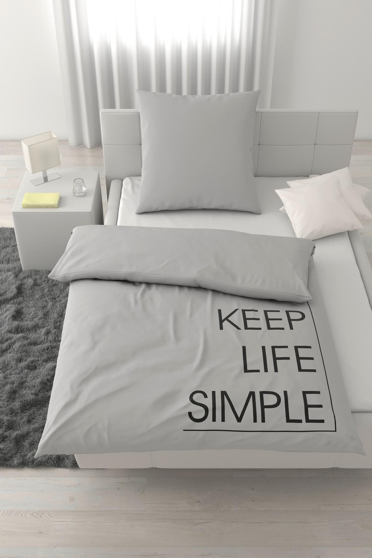 Bettwäsche Keep Life Grau ca. 135x200cm - Grau, Textil (135/200cm) - Mömax