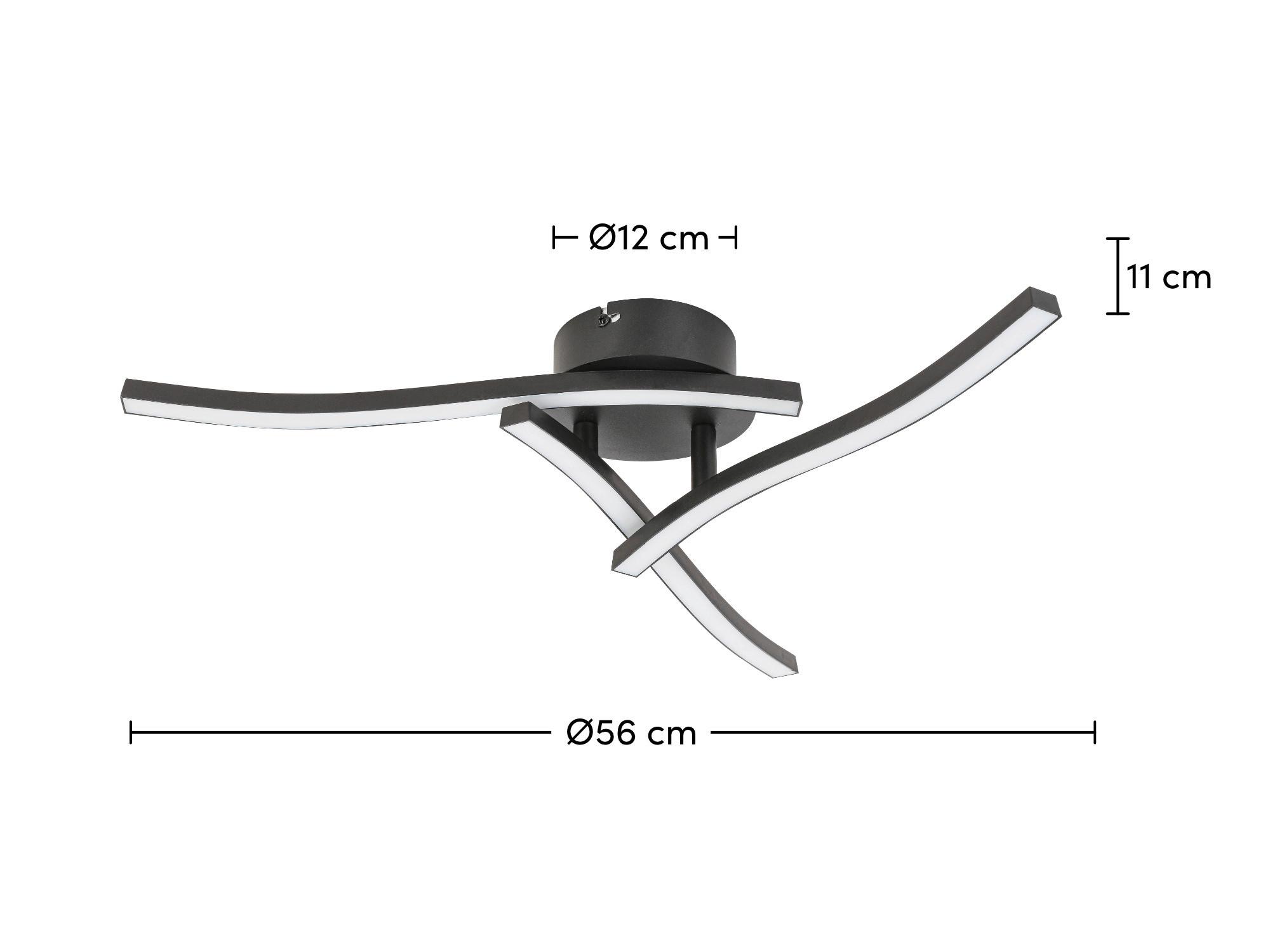 LED-TAKLAMPA ITO - svart, Modern, metall/plast (56/56/11cm) - Mömax