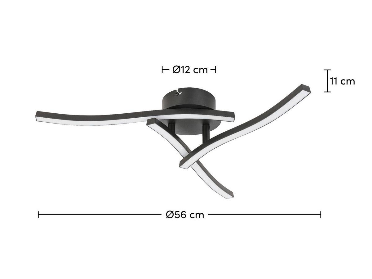 Led Mennyezeti Lámpa Ito - fekete, Modern, műanyag/fém (56/56/11cm) - Premium Living