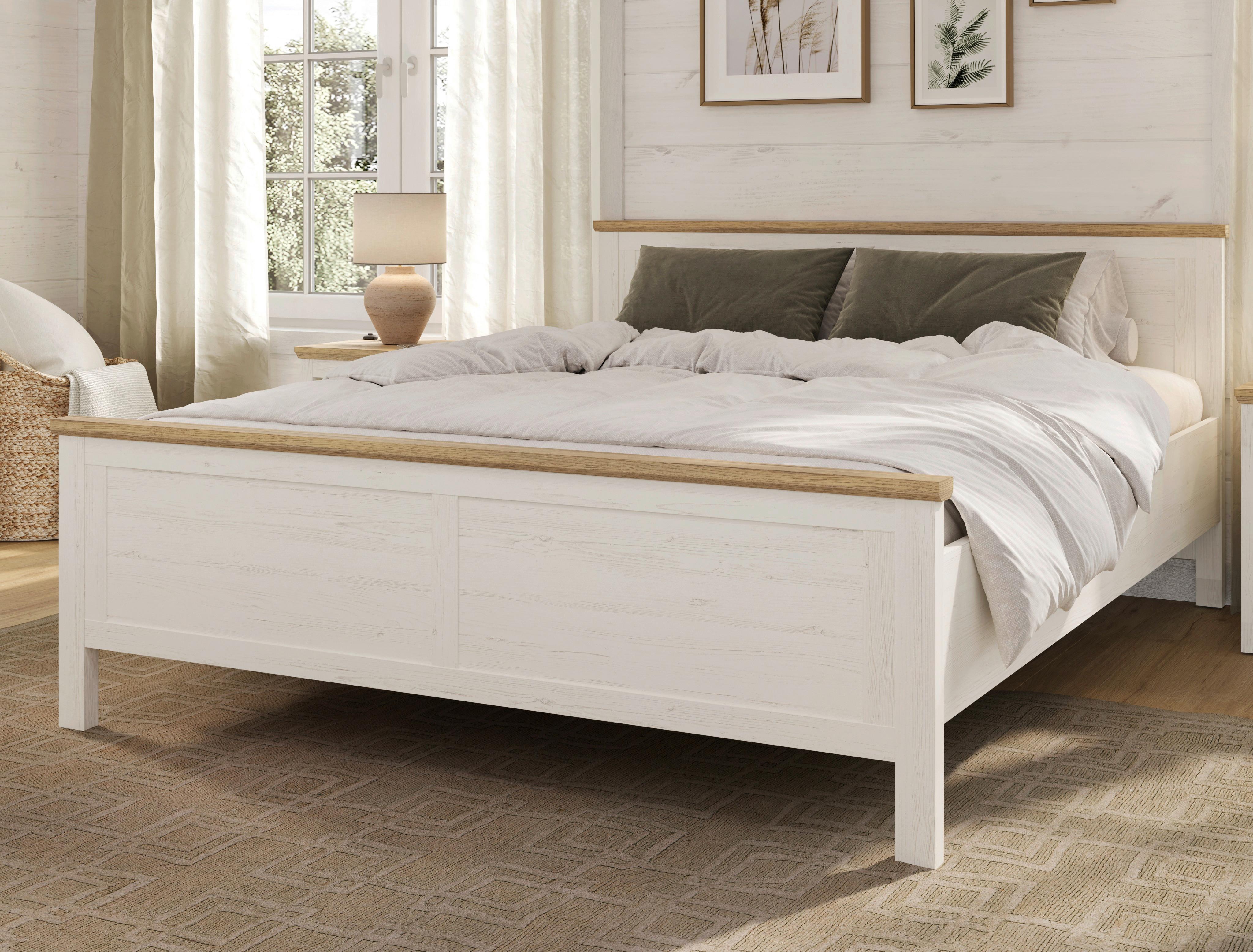 SÄNG KORSIKA -EXKLUSIV- - ekfärgad/pinjefärg, Romantik / Lanthus, trämaterial (160/200cm) - Mömax