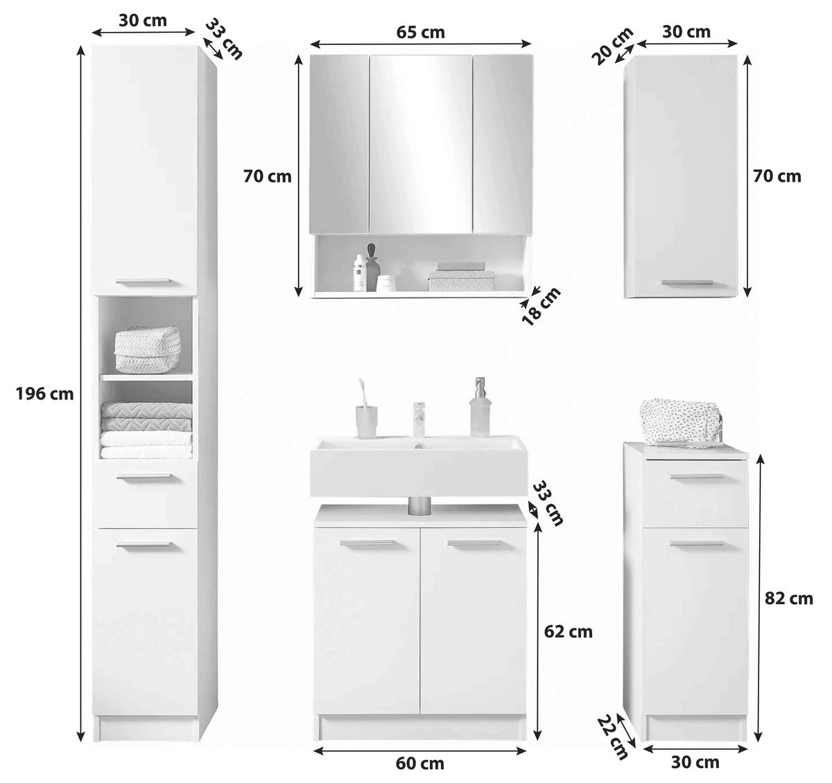 Kopalnica Bob, Bela, 5-Delno - bela, Basics (120cm) - Modern Living