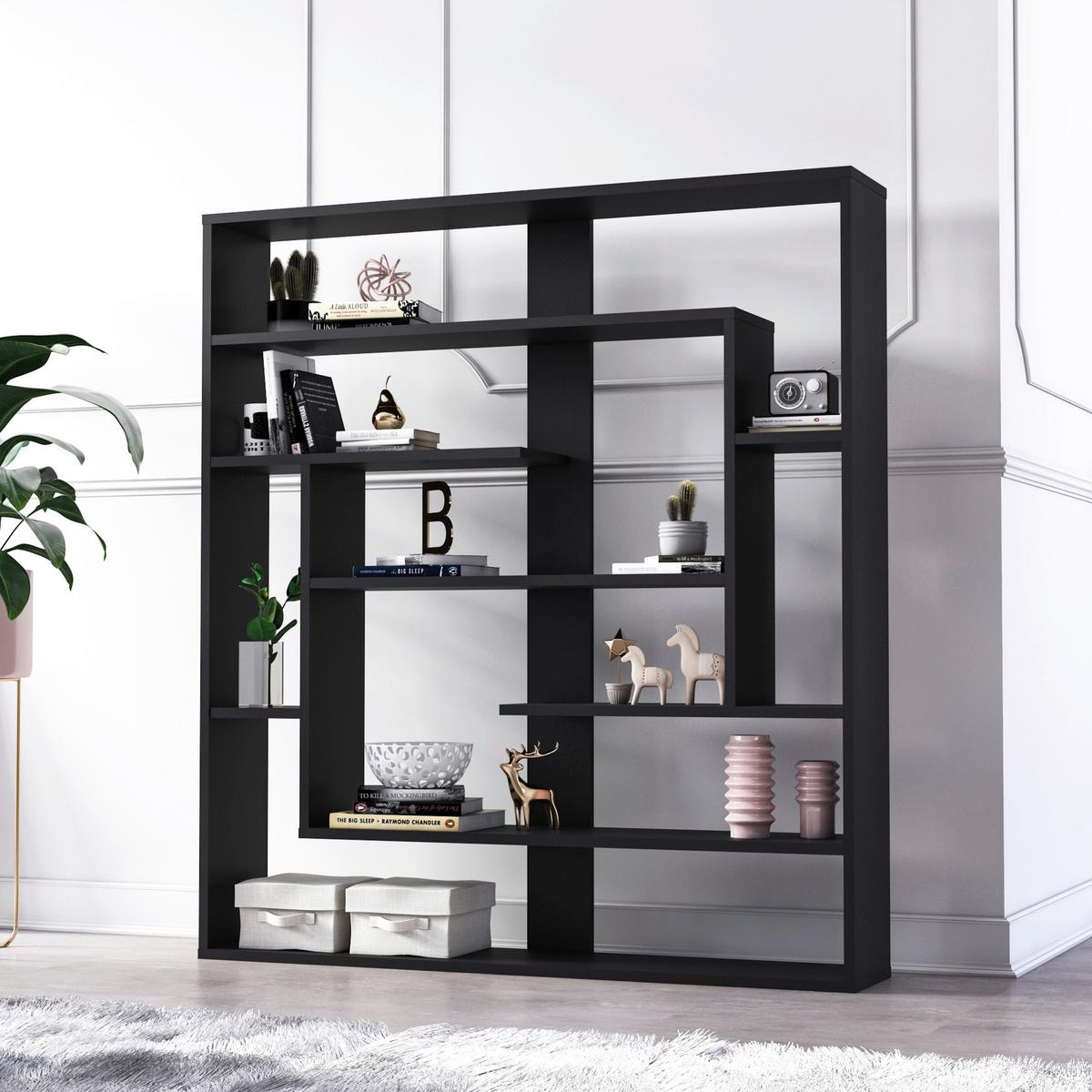 REGAL POSEIDON STANDREGAL - Schwarz, Design, Holzwerkstoff (114/132/22cm) - Livetastic