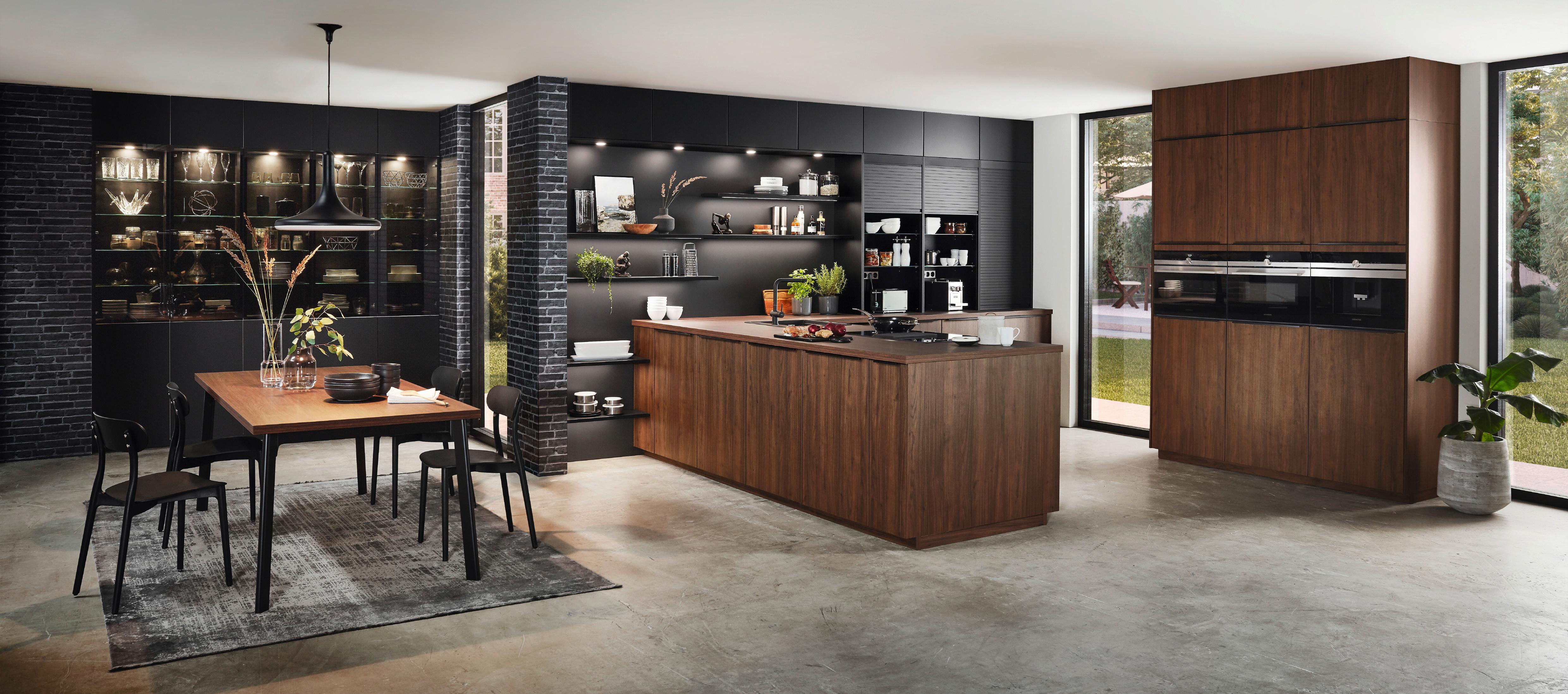 Kuhinja Riva/touch - boje oraha/crna, Modern, drvni materijal - Nobilia