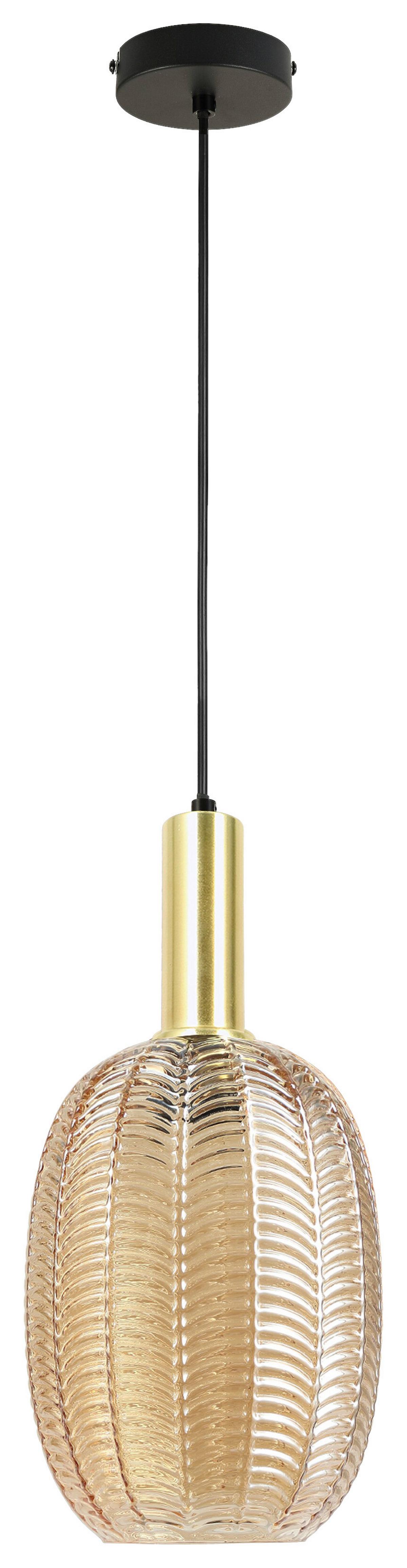 Viseća Svjetiljka Emo - crna/boje jantara, Moderno, staklo/metal (18/120cm) - Mömax