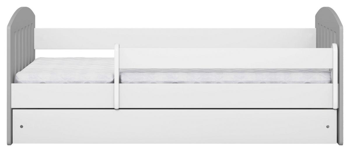 Otroška Postelja Classic 1, Bela, Siva, 80x180cm - siva/bela, Moderno, tekstil/leseni material (80/180cm) - MID.YOU