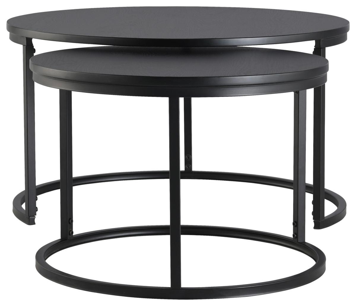 ZESTAW STOLIKÓW KAWOWYCH CORINNA - czarny, Design, materiał drewnopochodny/metal (80/60/45/42/80/60cm) - MID.YOU