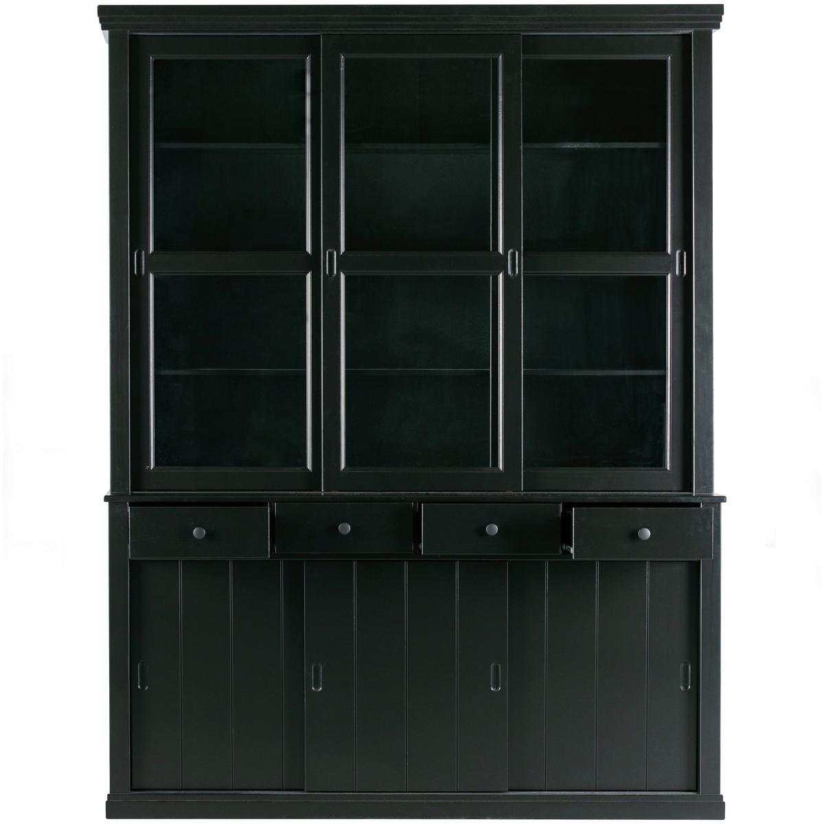 Vitrine Lagos Schwarz - Schwarz, Design, Glas/Holz (166/214/48cm) - Livetastic