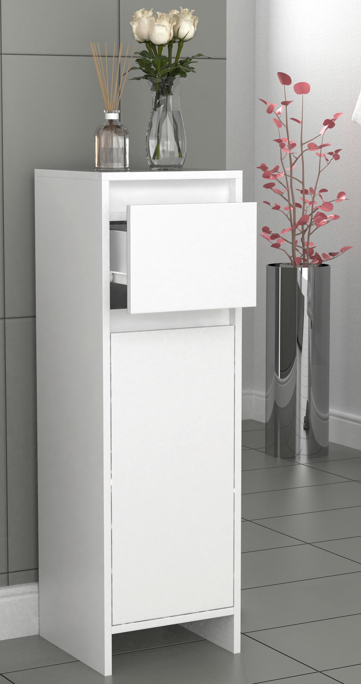 Highboard Malira ca. 30x95 cm Weiß - Weiß, MODERN, Holzwerkstoff (30/95/30cm) - MID.YOU