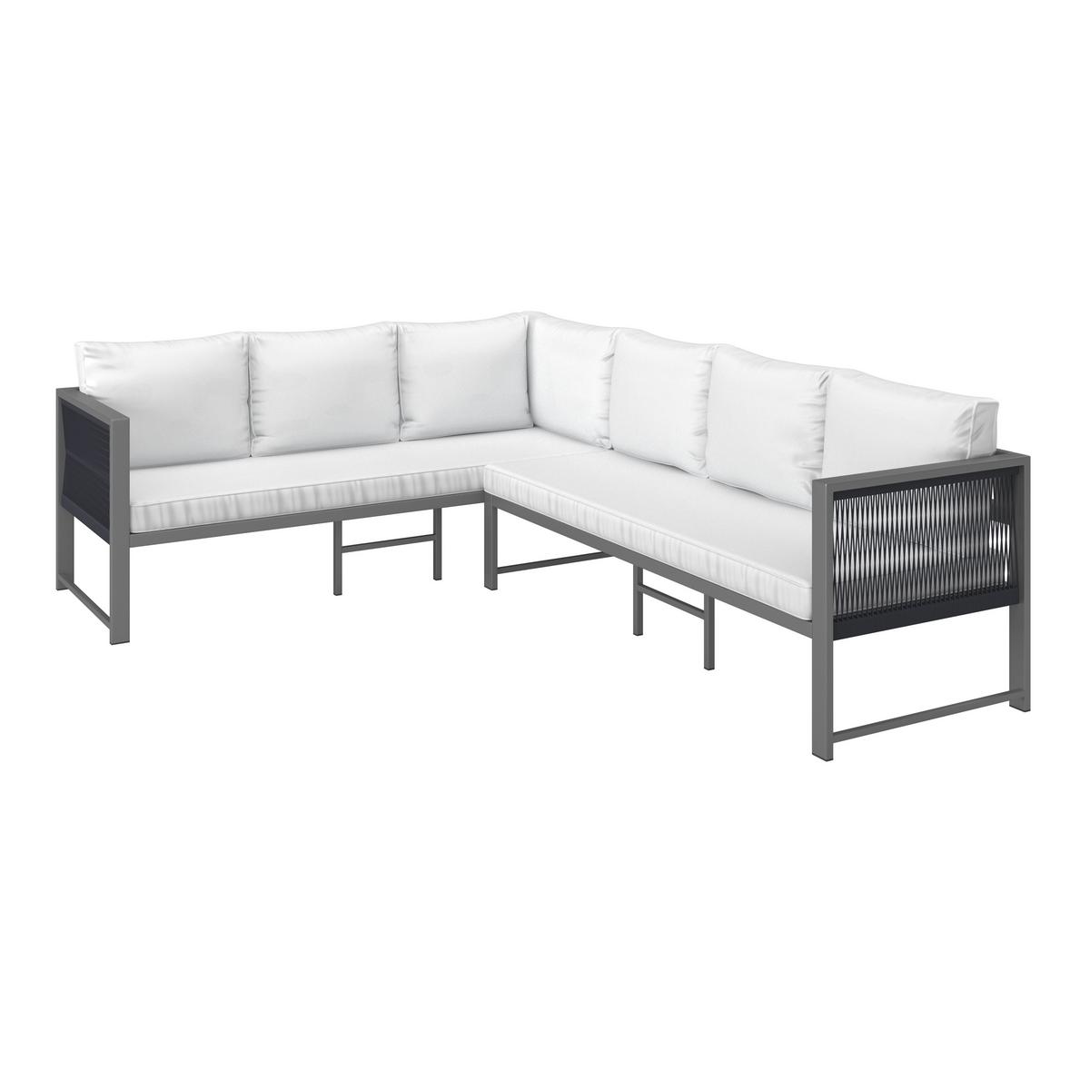 DiningLoungeset Pergolina Weiß Metall/Outdoorstoff +Abdeckung - Schwarz/Weiß, MODERN, Kunststoff/Textil (194/245cm) - Bessagi Garden