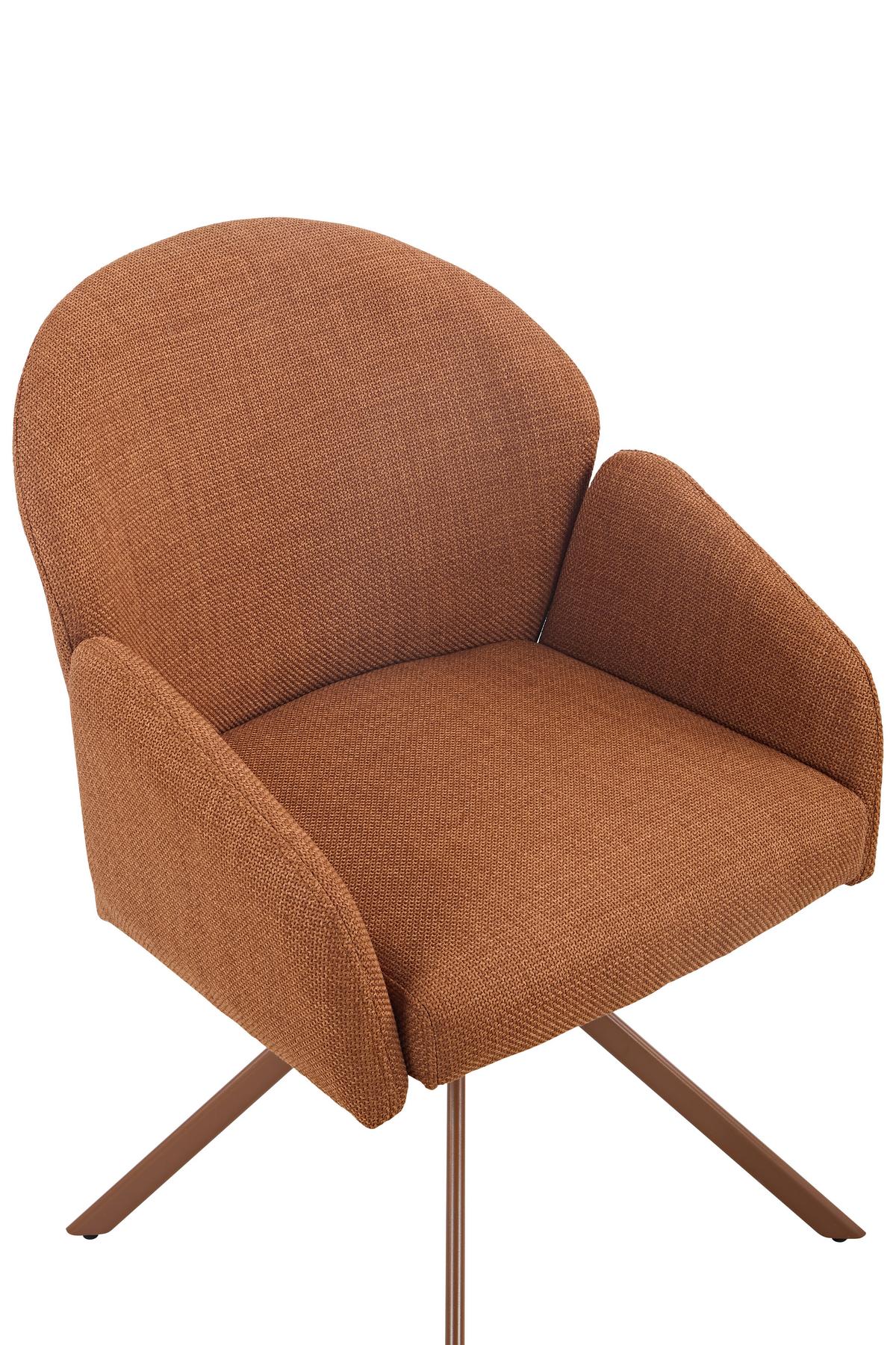 ARMLEHNSTUHL-SET HOLLY S 2ER-SET - Rotbraun, MODERN, Textil/Metall (56,5/84/61cm) - MID.YOU