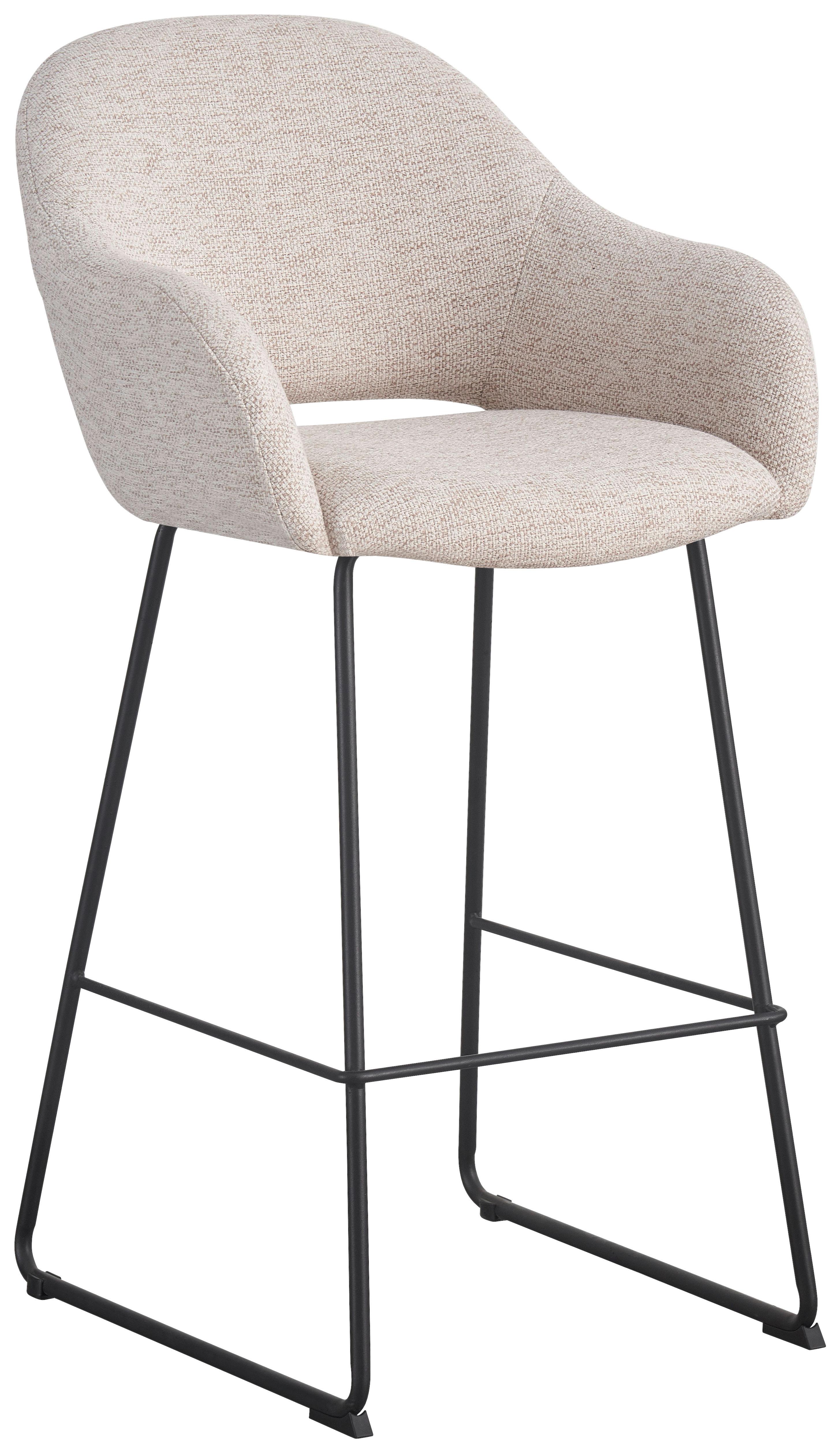 STOŁEK BAROWY LEIDEN -EXKLUSIV- - beżowy/czarny, Design, metal/tkanina (55/104,5/60,5cm) - Novel