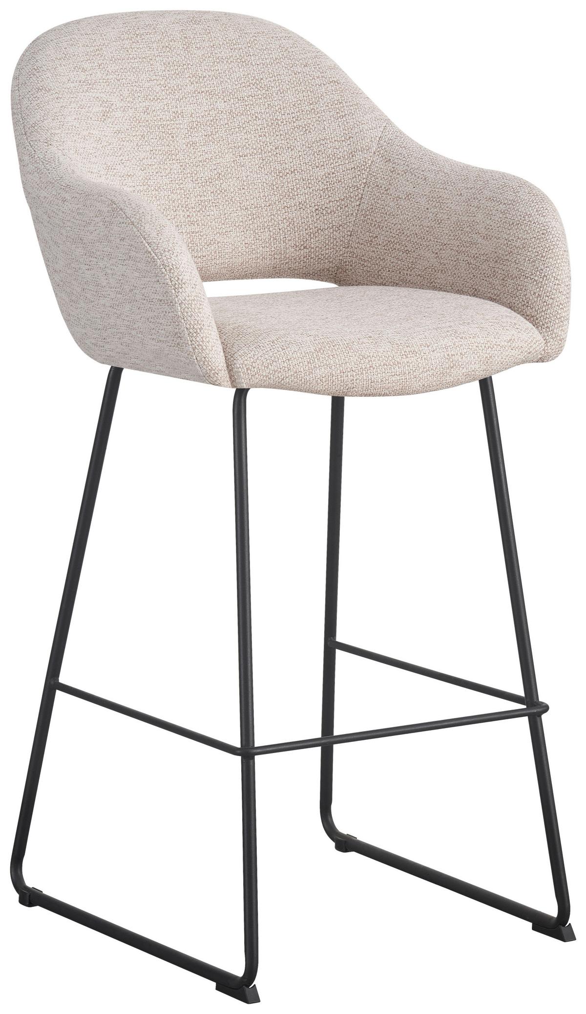 STOŁEK BAROWY LEIDEN -EXKLUSIV- - beżowy/czarny, Design, metal/tkanina (55/104,5/60,5cm) - Novel