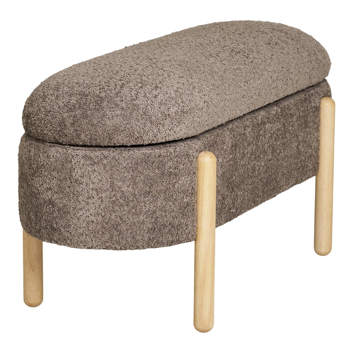 Truhenbank Branca Braun Bouclé - Braun/Naturfarben, Design, Holzwerkstoff/Textil (97/40/48cm) - MID.YOU