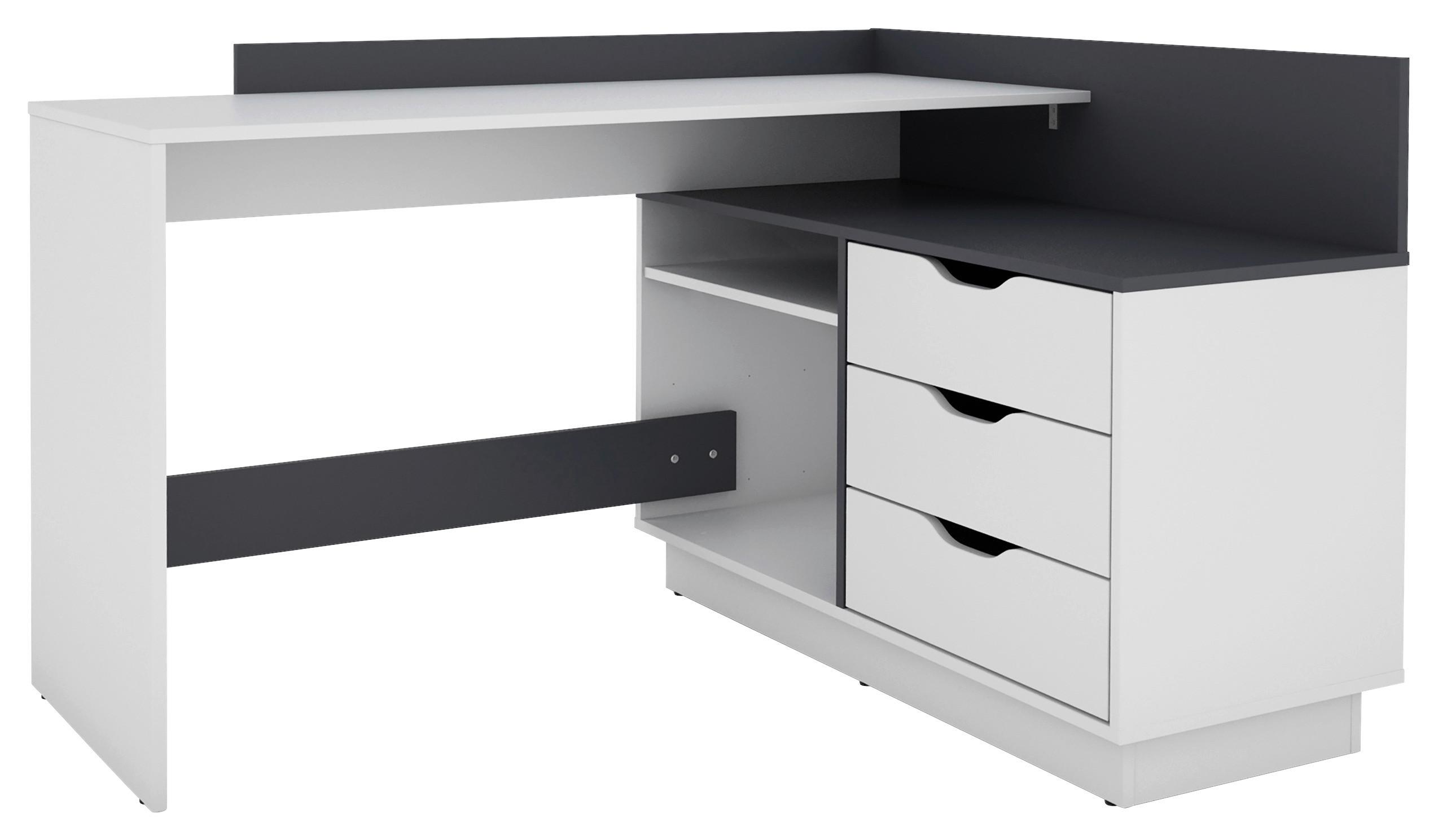 Eckschreibtisch Belfast Schwarz/Weiß ca. 129x105x84cm - Schwarz/Weiß, LIFESTYLE, Holzwerkstoff (129/105/84cm) - MID.YOU