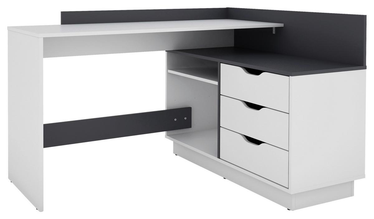Eckschreibtisch Belfast Schwarz/Weiß ca. 129x105x84cm - Schwarz/Weiß, LIFESTYLE, Holzwerkstoff (129/105/84cm) - MID.YOU