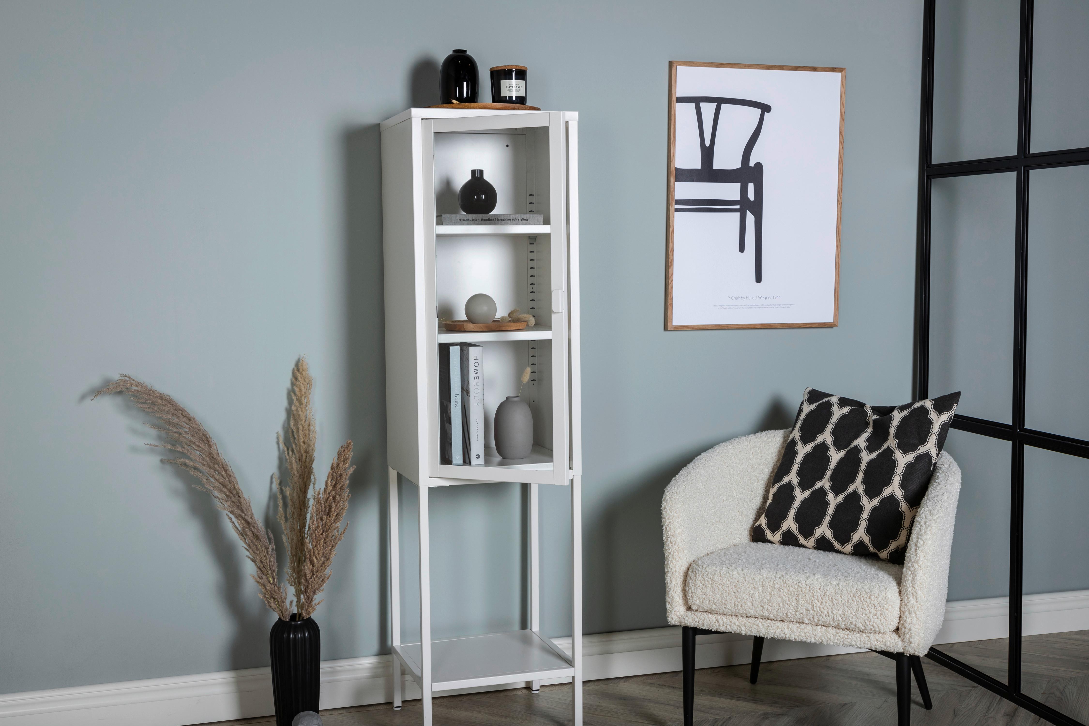 VITRINE MISHA - Weiß, Design, Metall (40,5/150/35cm) - Livetastic