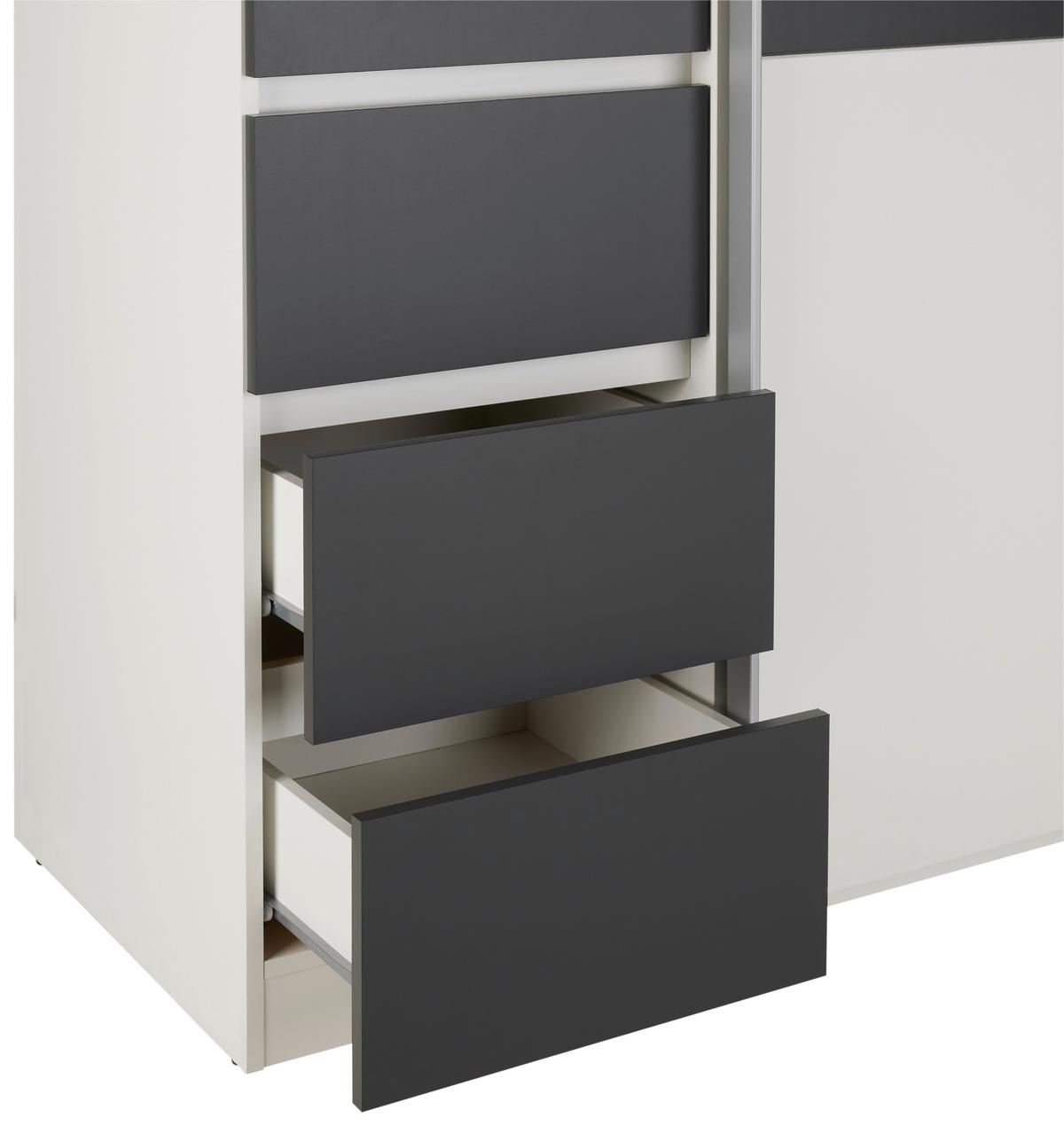 Kleiderschrank in Graphitfarben/Weiss - Weiss/Graphitfarben, Konventionell, Holzwerkstoff (215/211/60cm) - Mömax