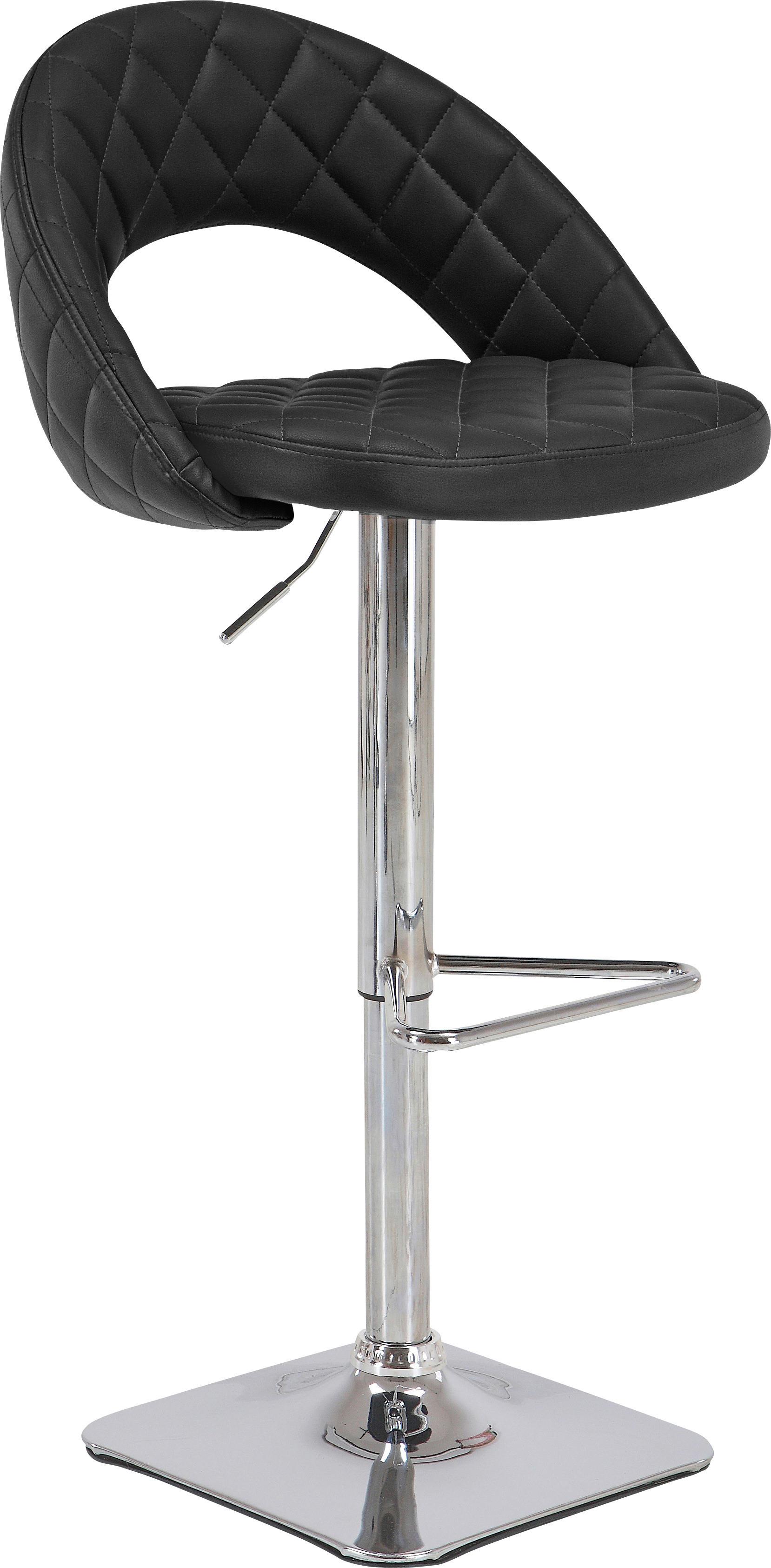 Taburete de bar Martin - culoare crom/negru, Modern, metal/textil (55/89-110/53cm) - Modern Living