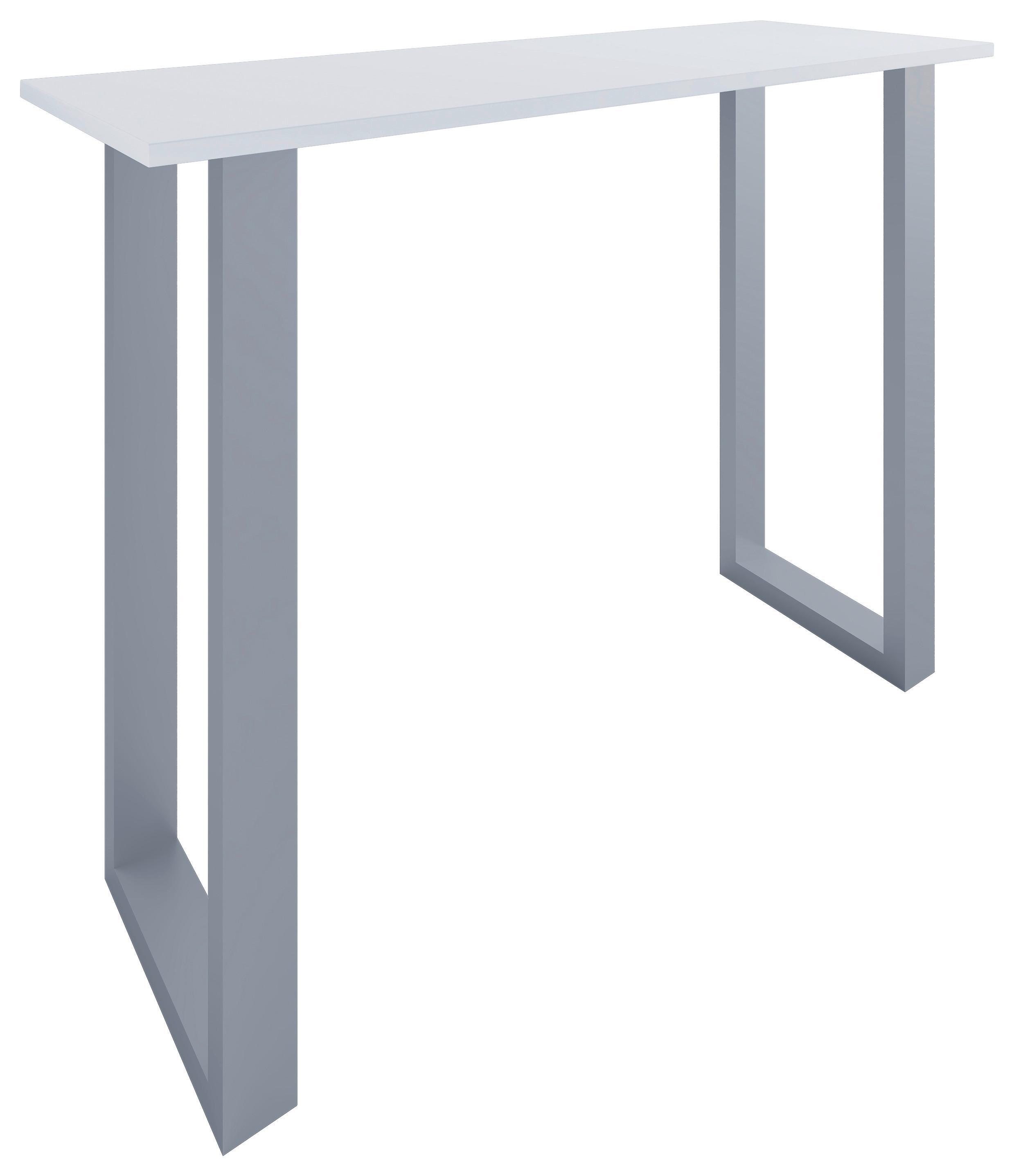 Bartisch XONA Silber/Weiß ca.140x102x50cm - Silberfarben/Weiß, KONVENTIONELL, Holzwerkstoff/Metall (140/102/50cm)