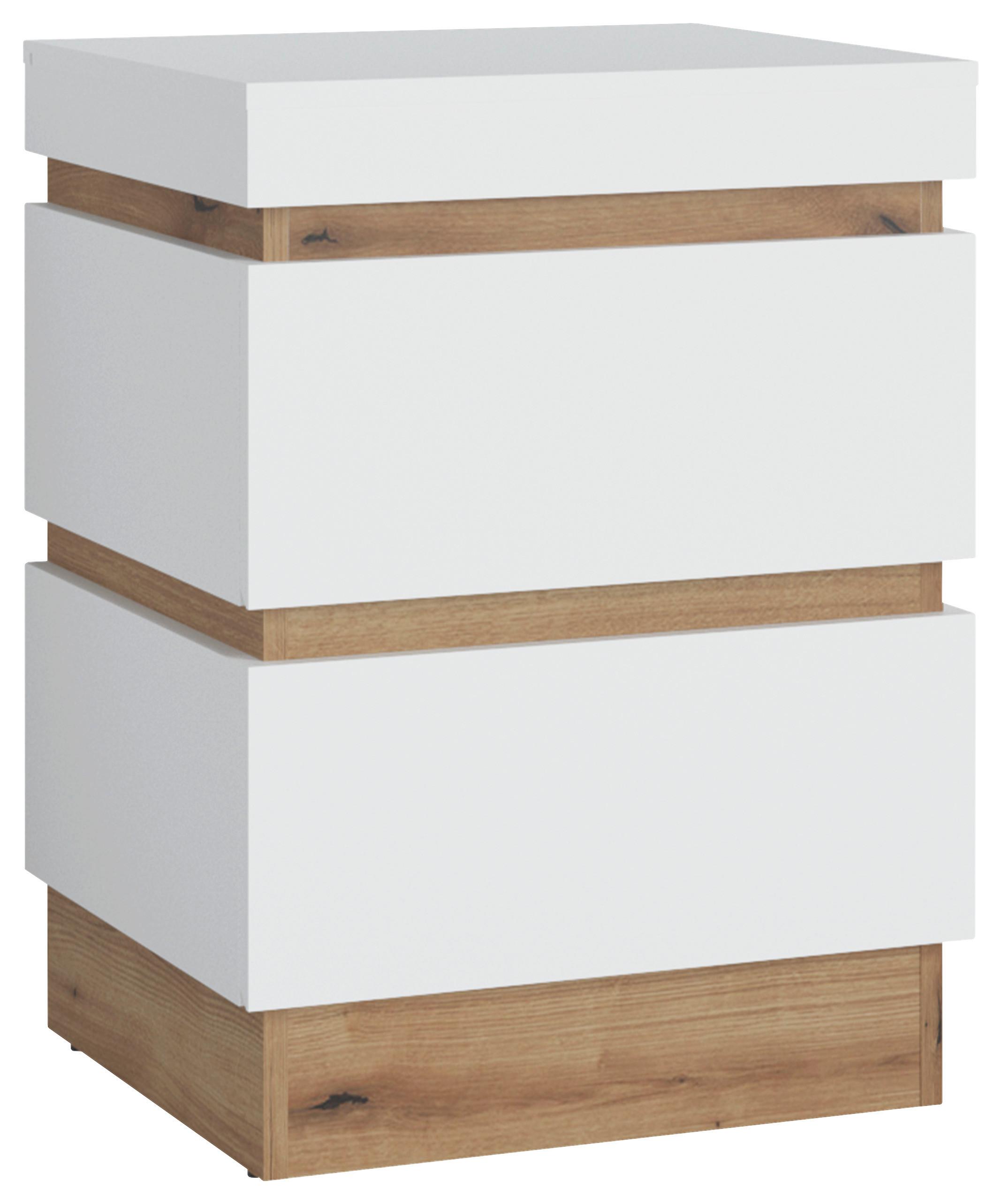 Noćni Ormarić Calabria - bijela/boje hrasta, Moderno, drvni materijal/plastika (50/68/45cm) - Modern Living