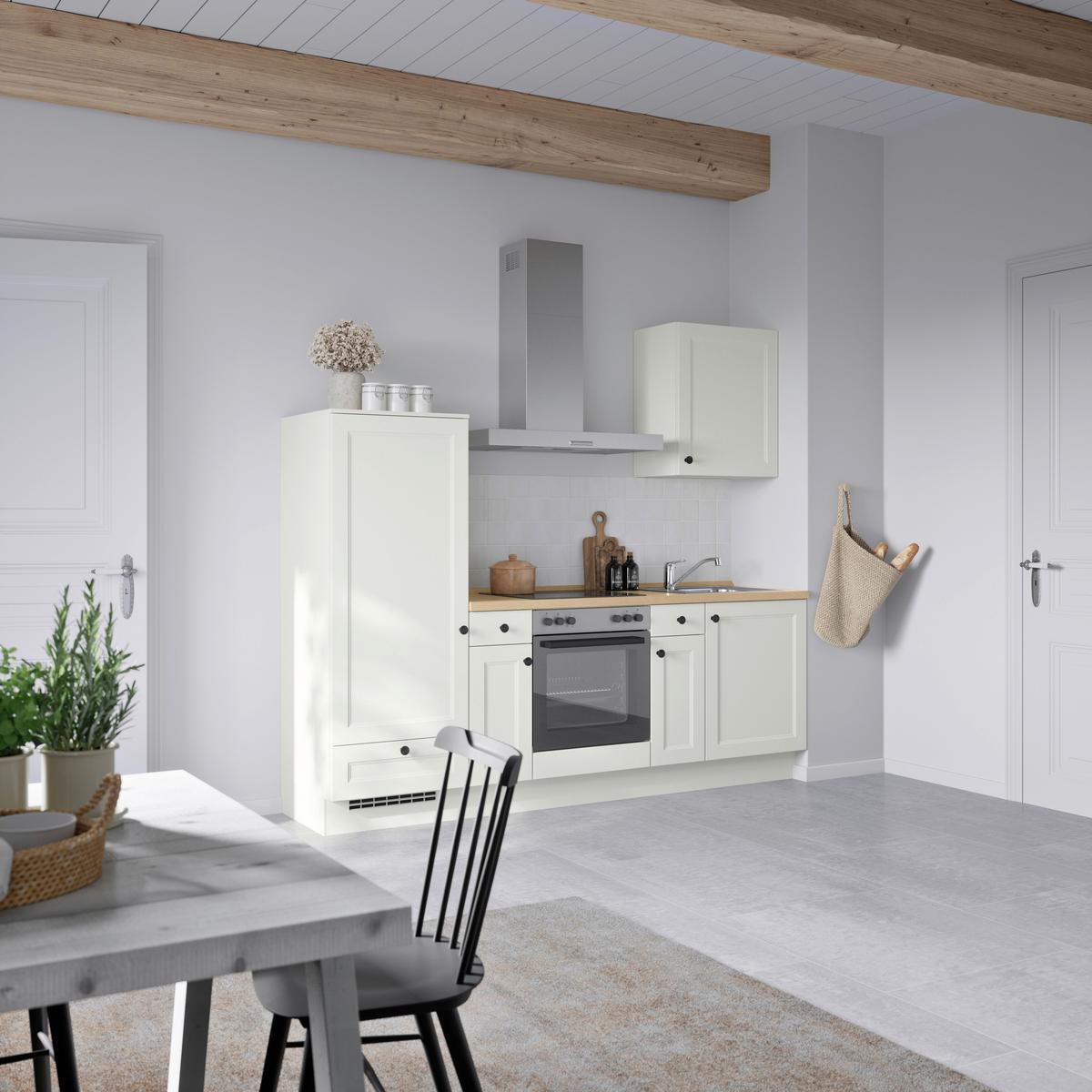 Küchenblock Cascada Low m. Geräten Weiß - Eichefarben/Schwarz, MODERN, Holzwerkstoff/Metall (240cm) - Nobilia