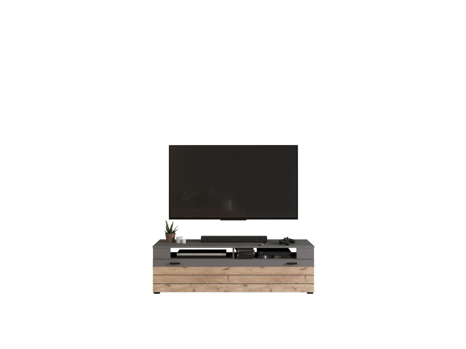 Tv Element Freno, Barva Hrasta, Siva - črna, Konvencionalno, umetna masa/leseni material (140/42/40cm) - MID.YOU